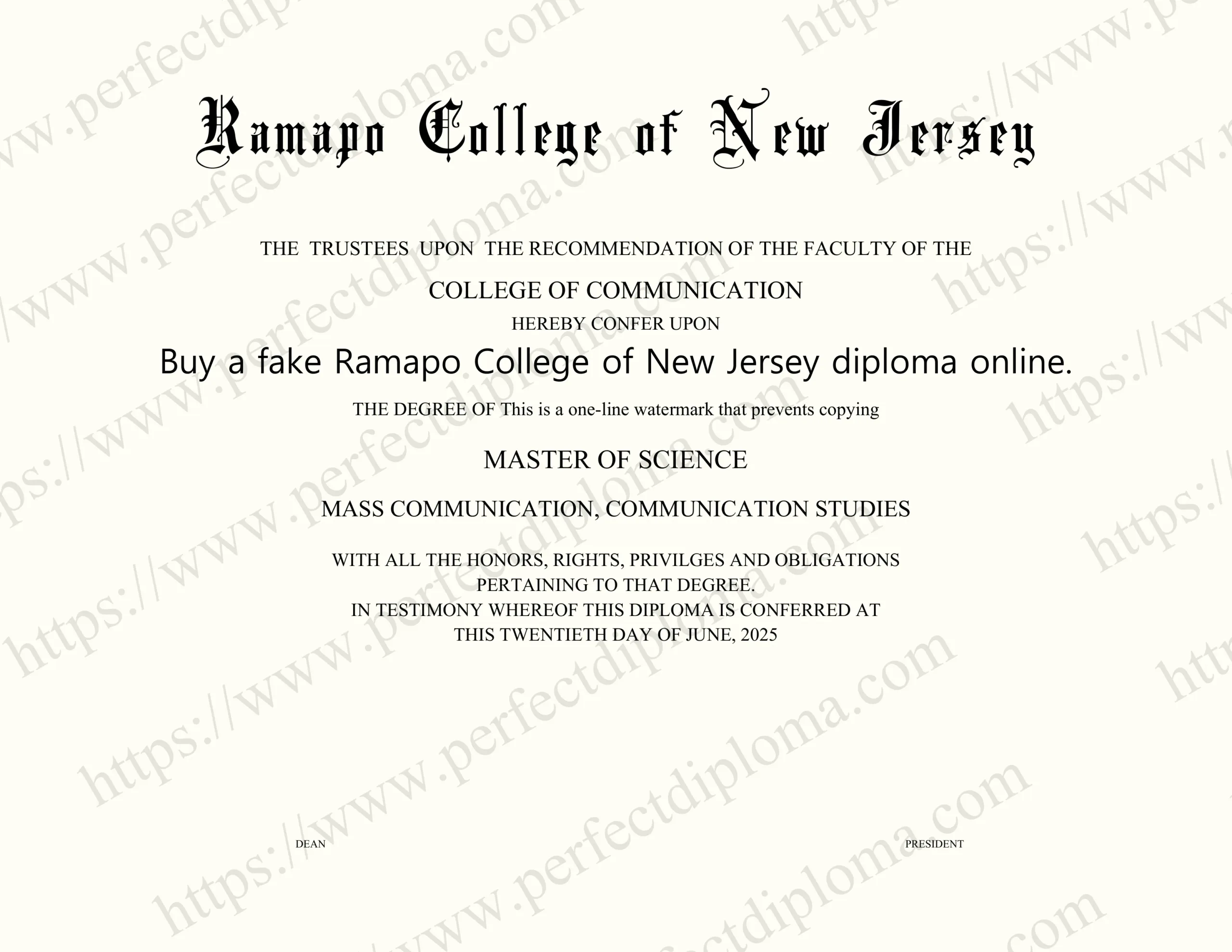 Buy a fake Ramapo College of New Jersey diploma online.