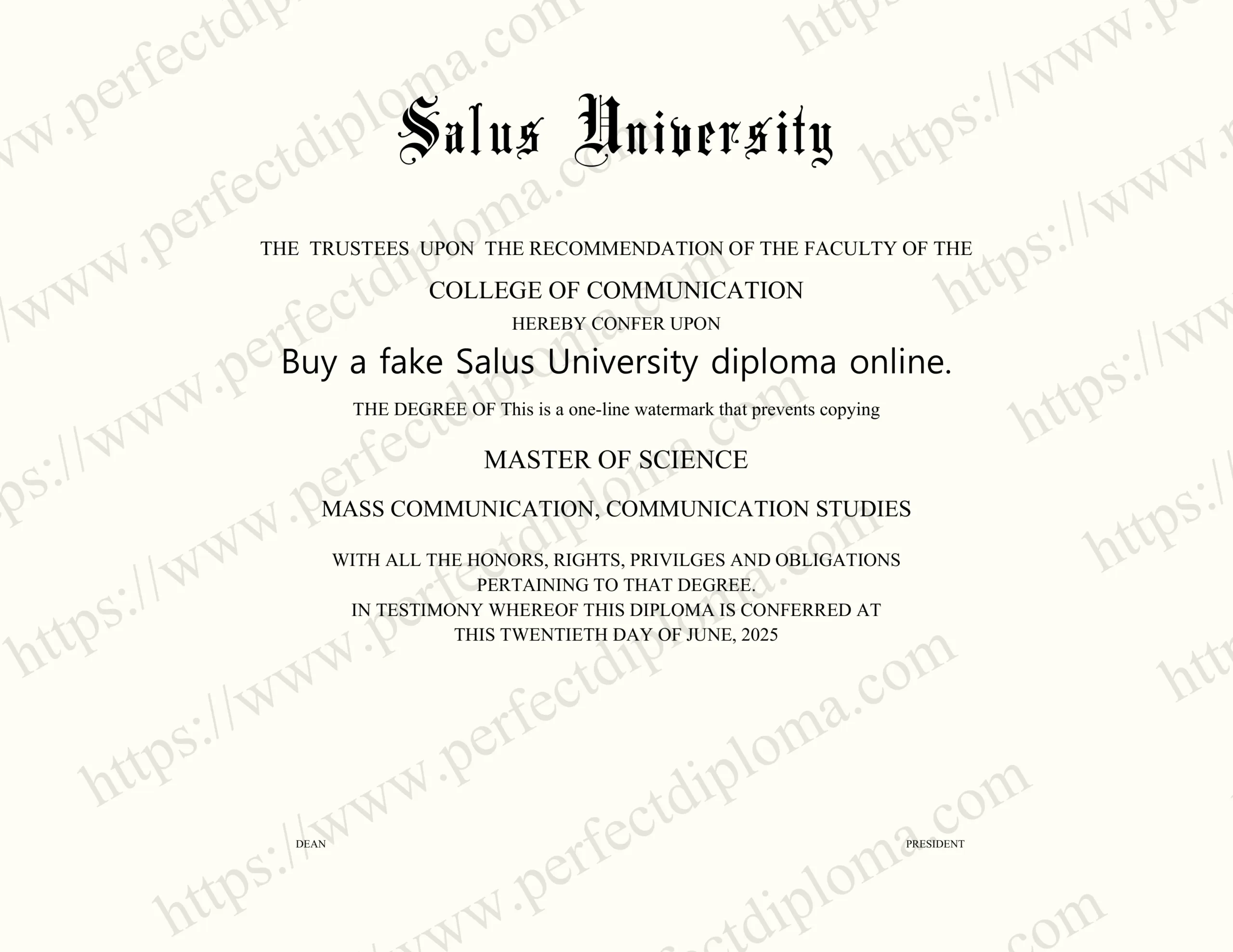 Buy a fake Salus University diploma online.