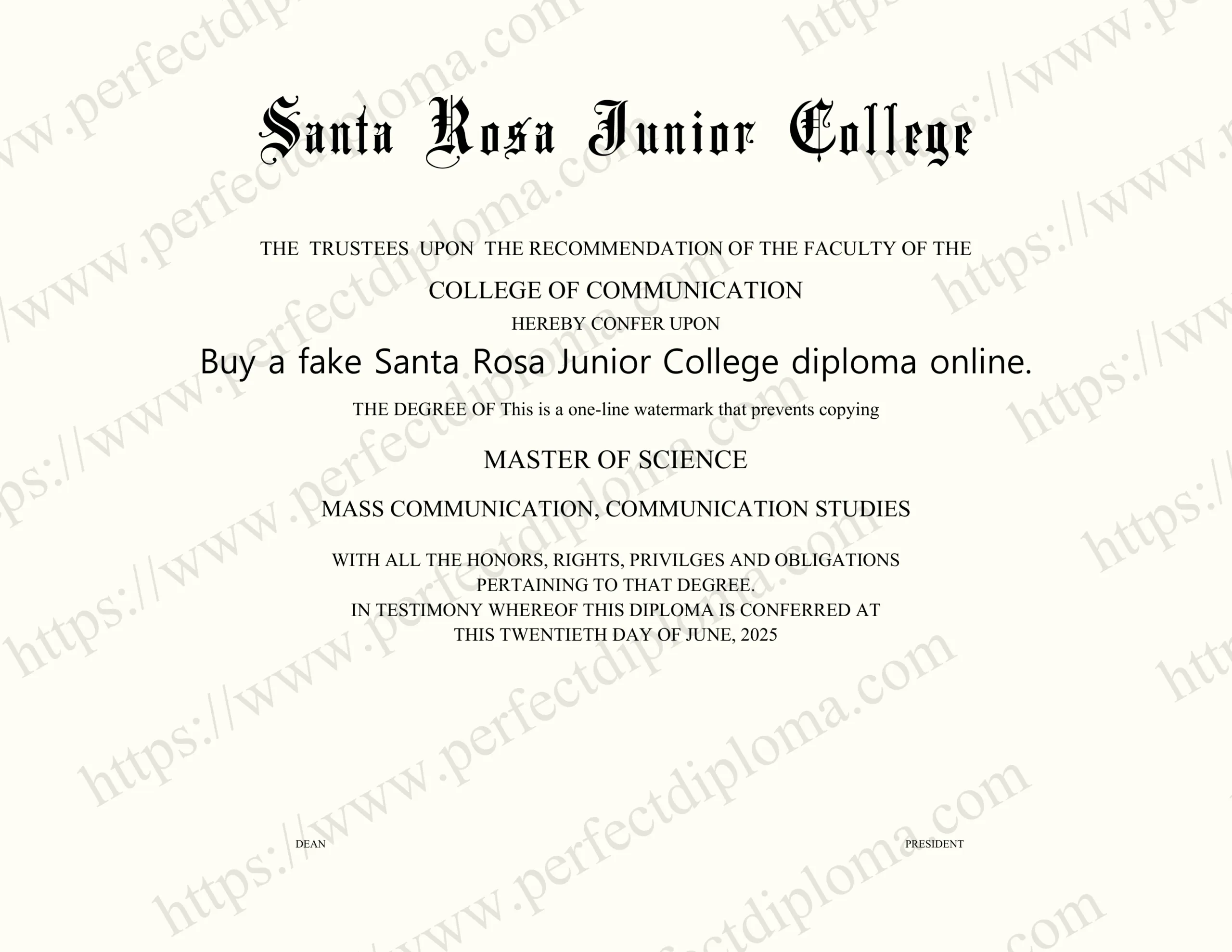 Buy a fake Santa Rosa Junior College diploma online.