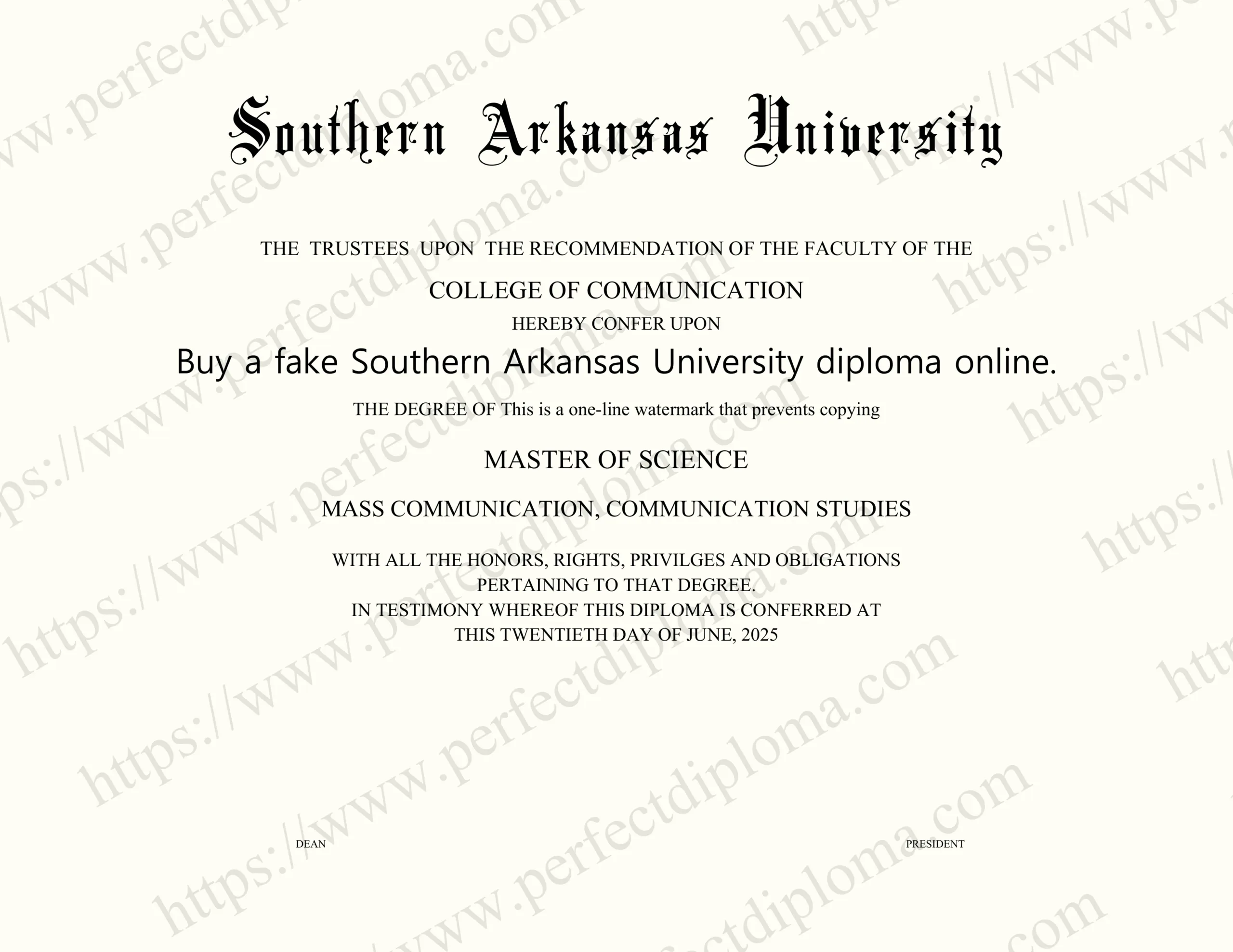 Buy a fake Southern Arkansas University diploma online.