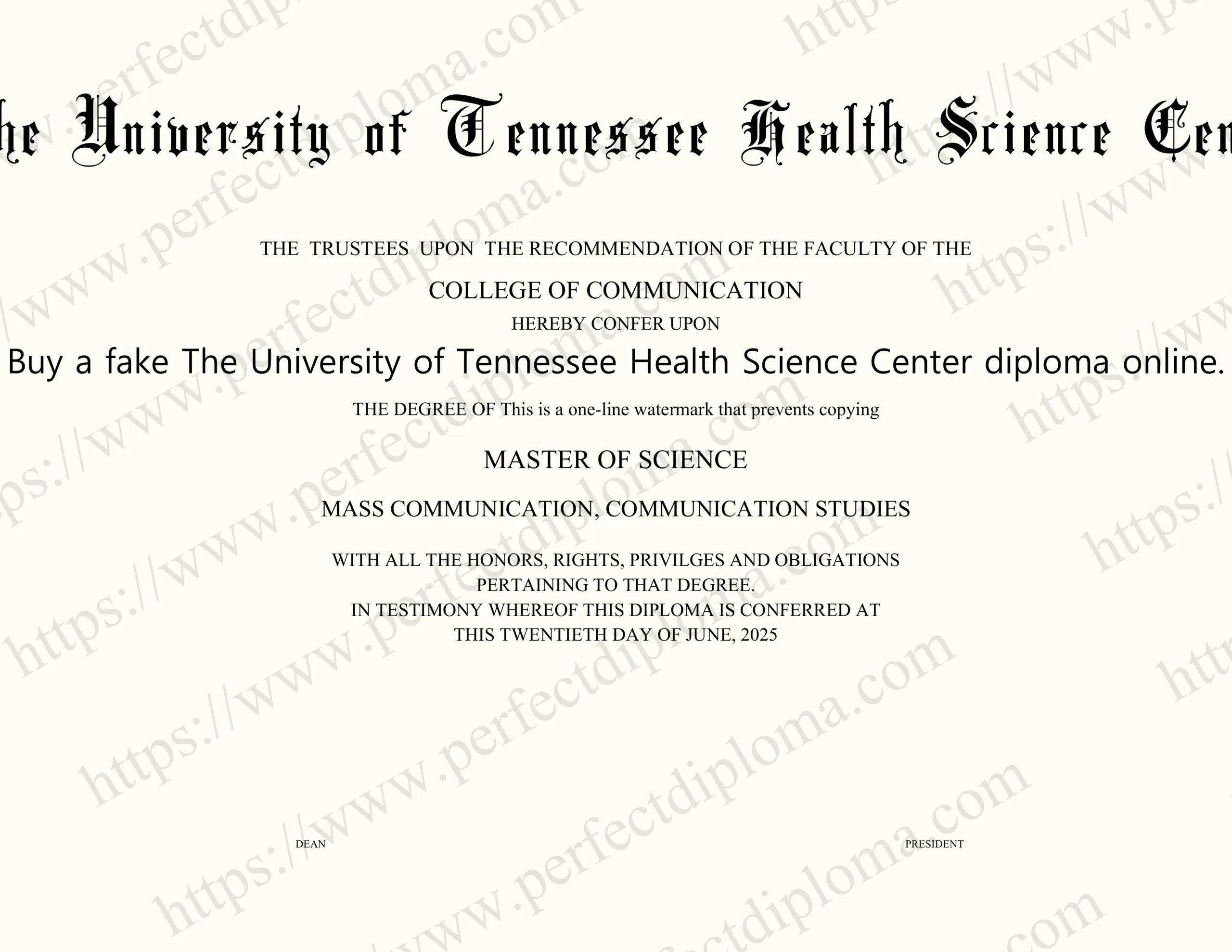 Buy a fake The University of Tennessee Health Science Center diploma online.