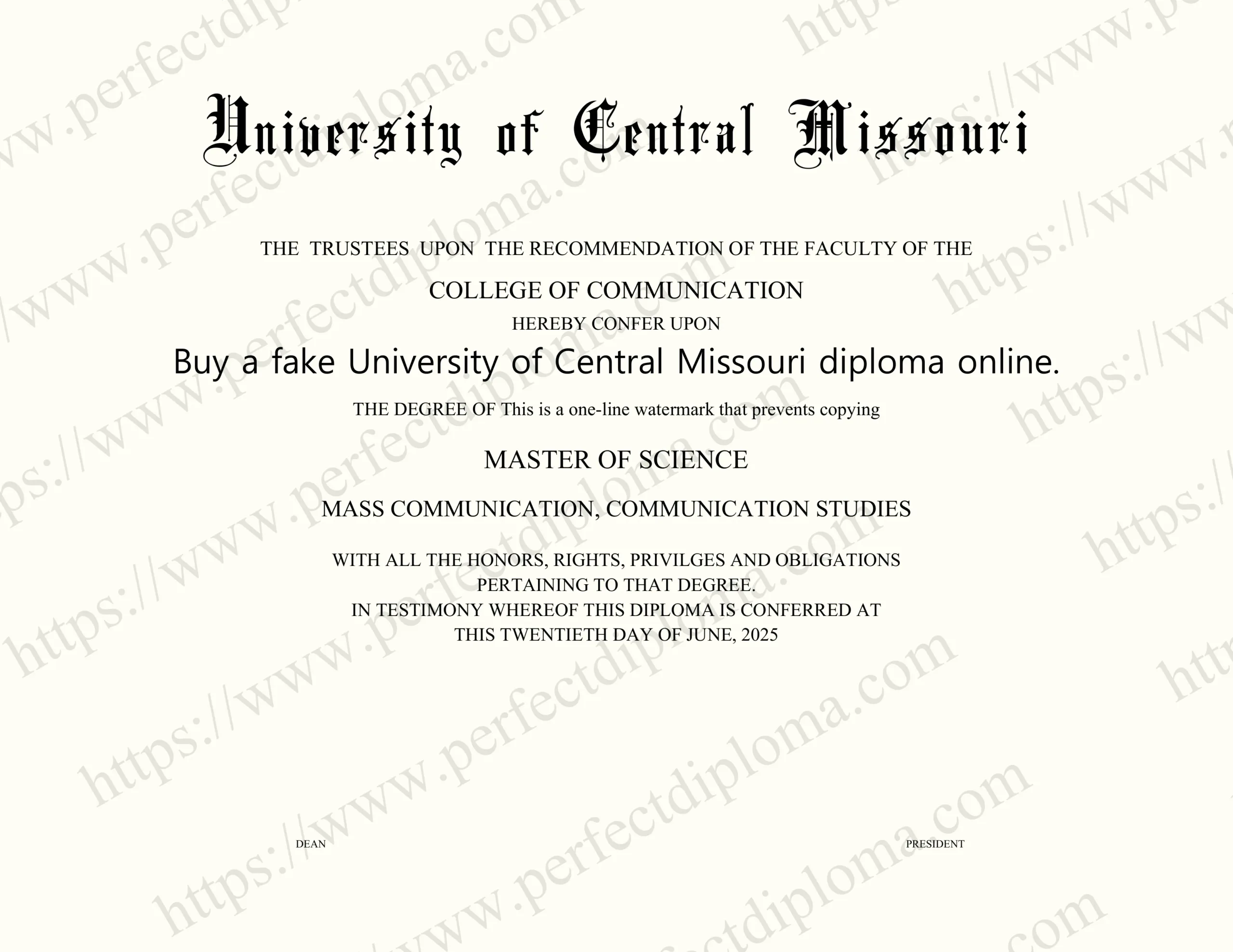 Buy a fake University of Central Missouri diploma online.