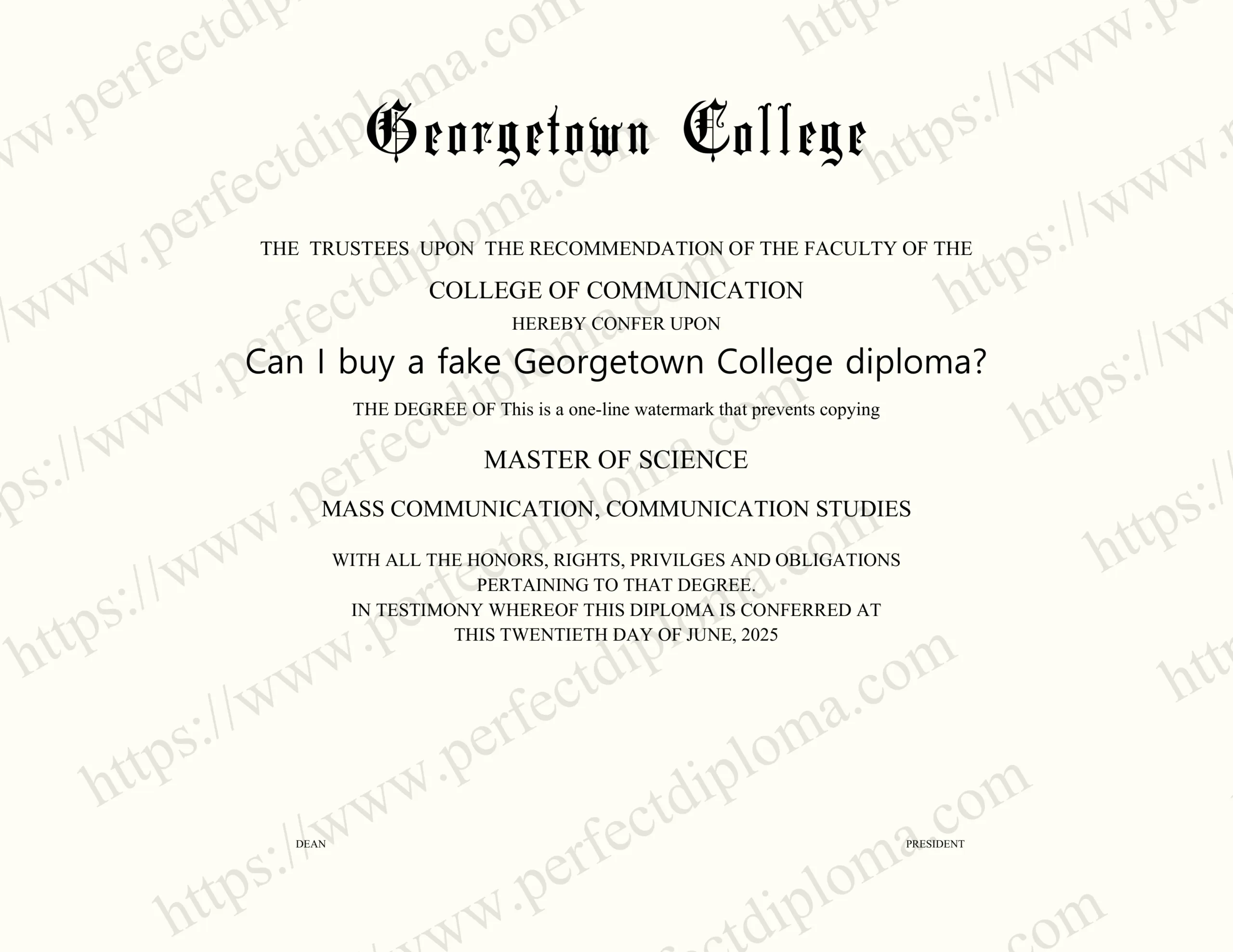 Can I buy a fake Georgetown College diploma?