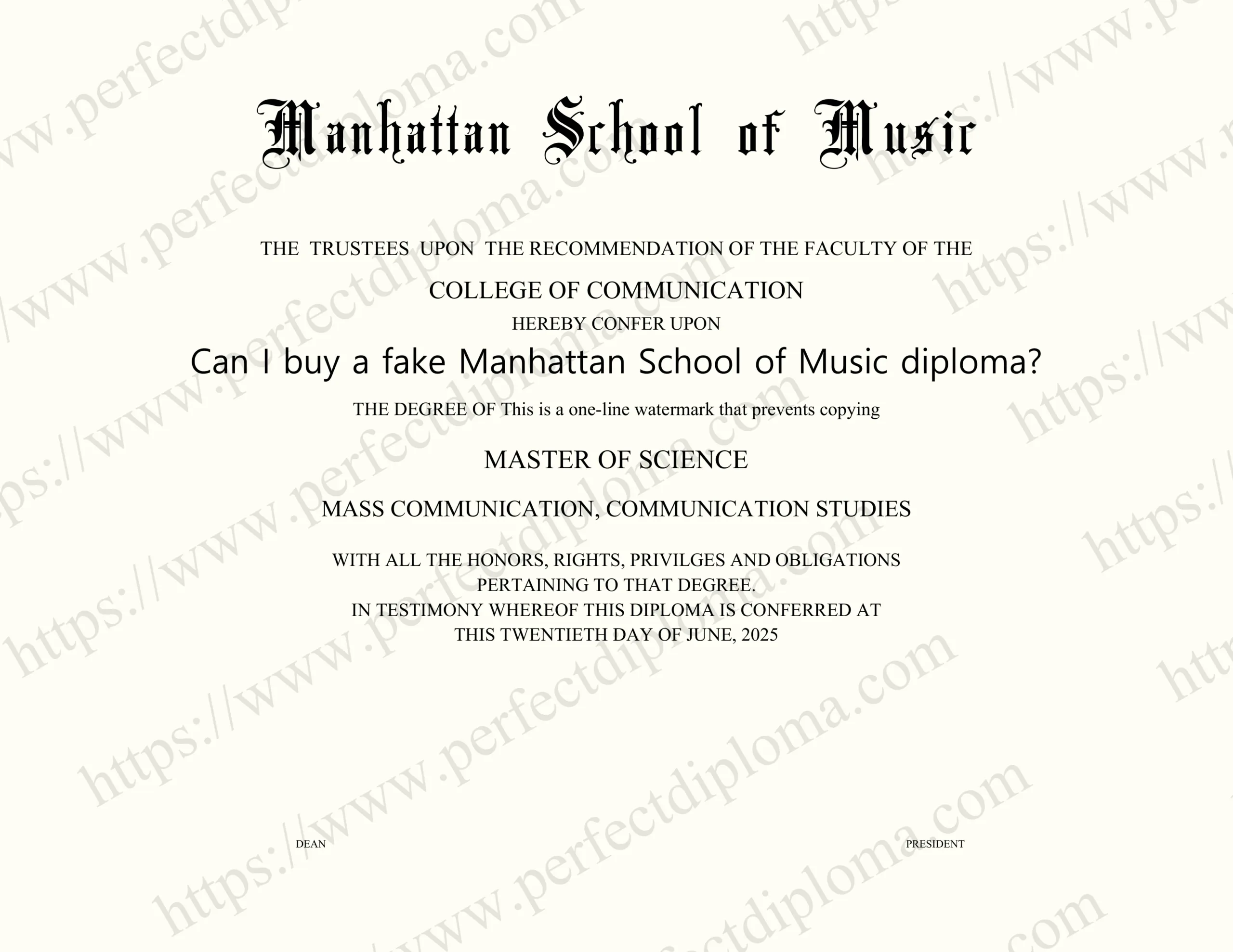 Can I buy a fake Manhattan School of Music diploma?