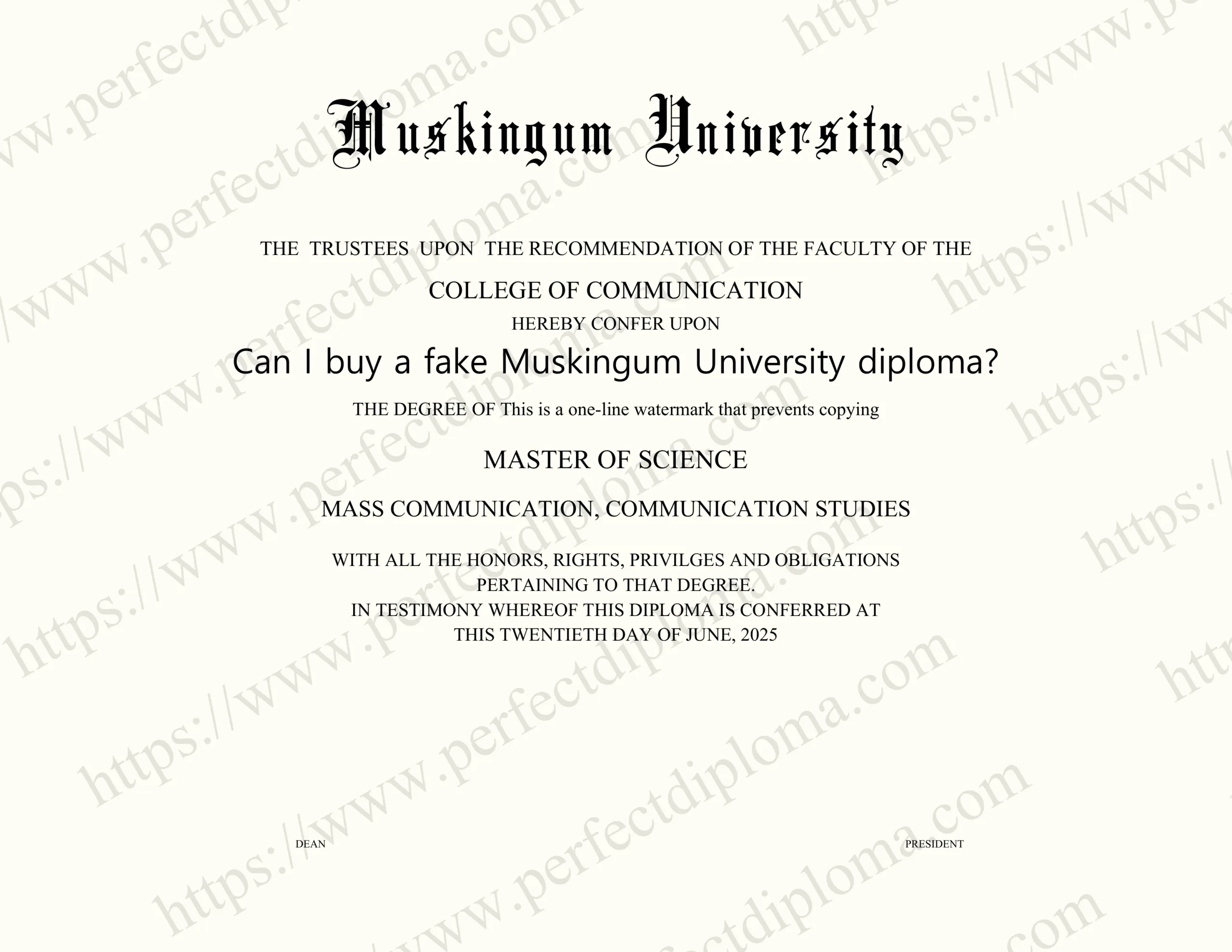 Can I buy a fake Muskingum University diploma?