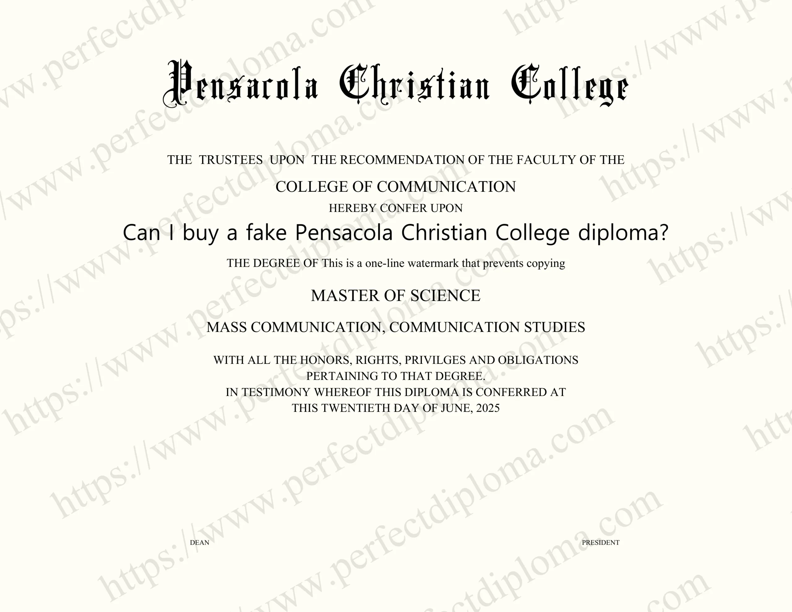 Can I buy a fake Pensacola Christian College diploma?