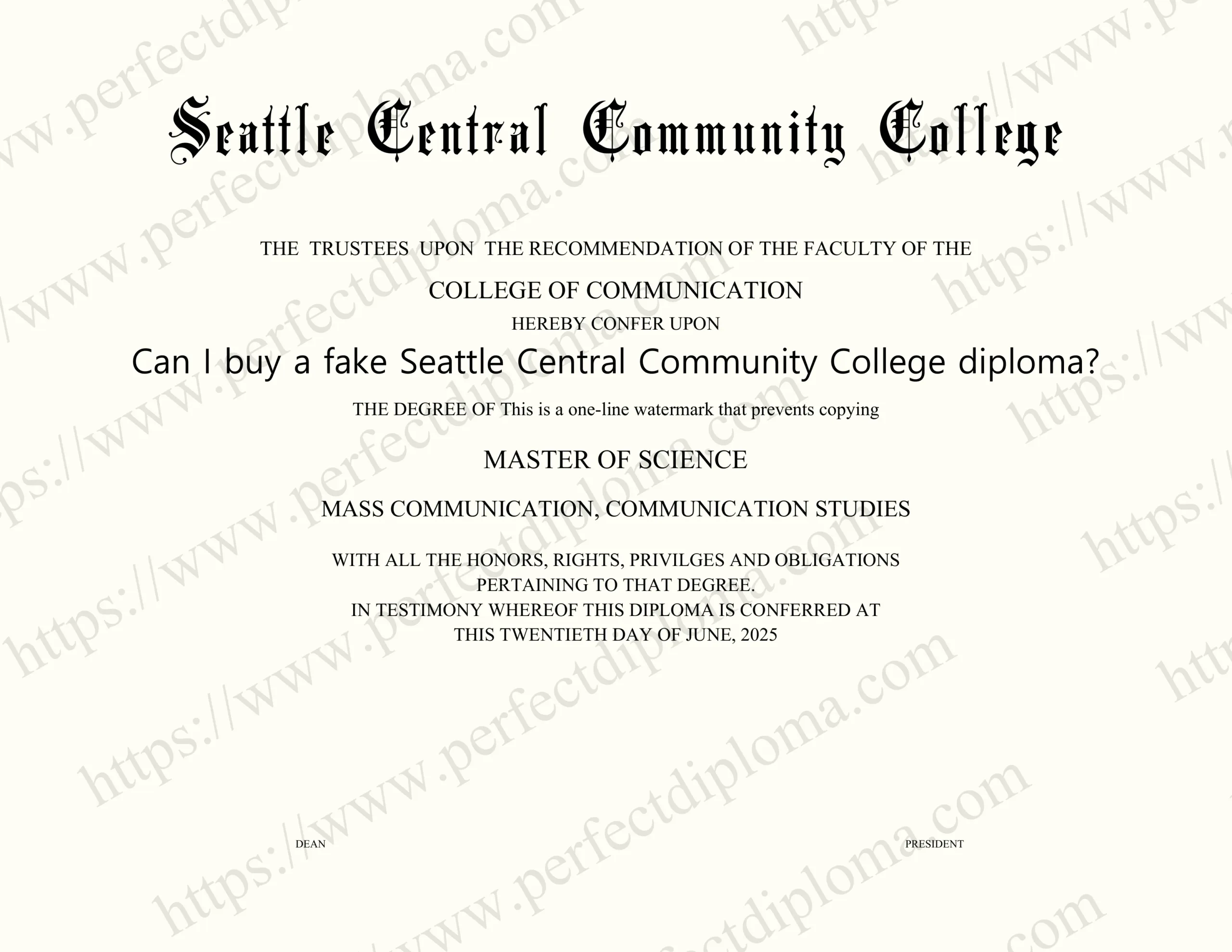 Can I buy a fake Seattle Central Community College diploma?
