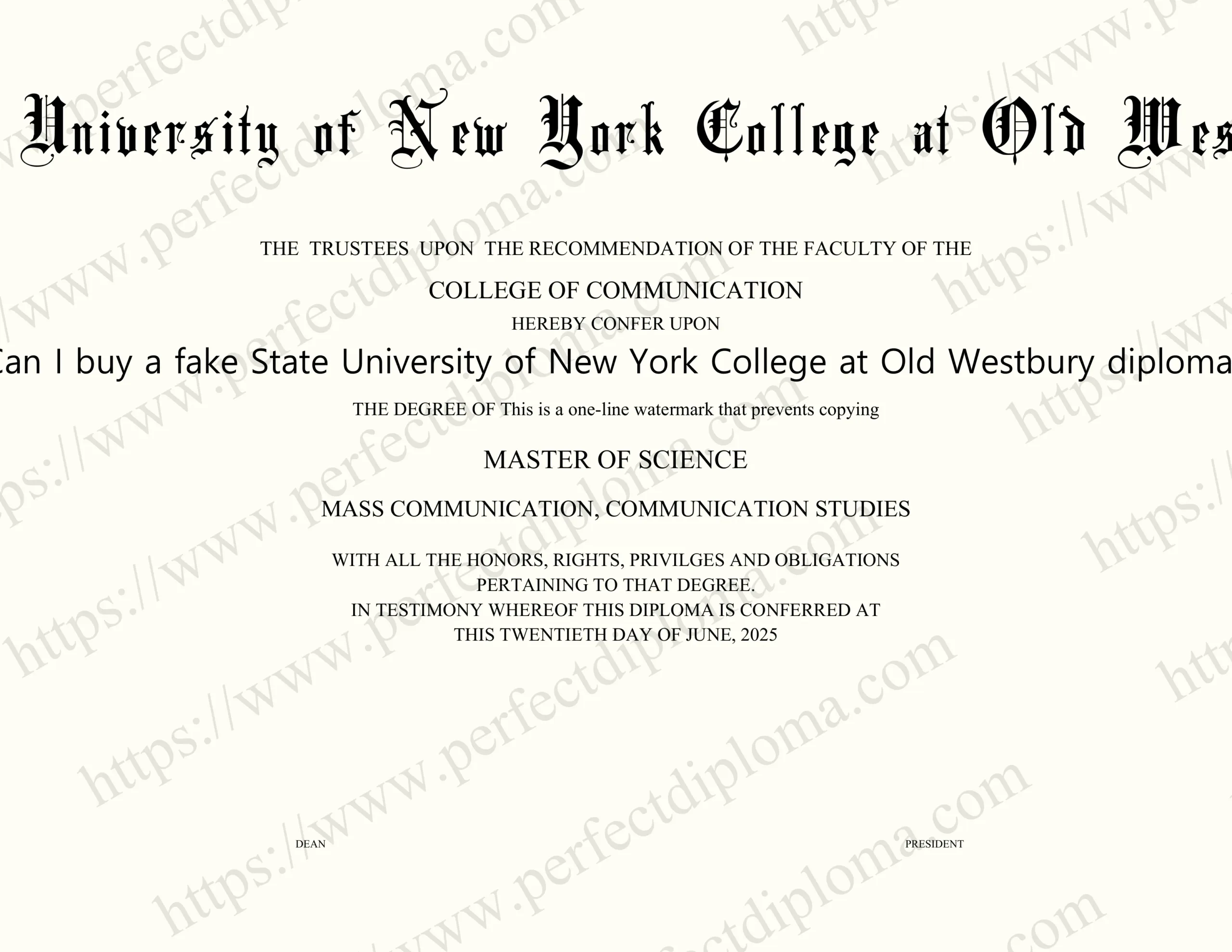 Can I buy a fake State University of New York College at Old Westbury diploma?