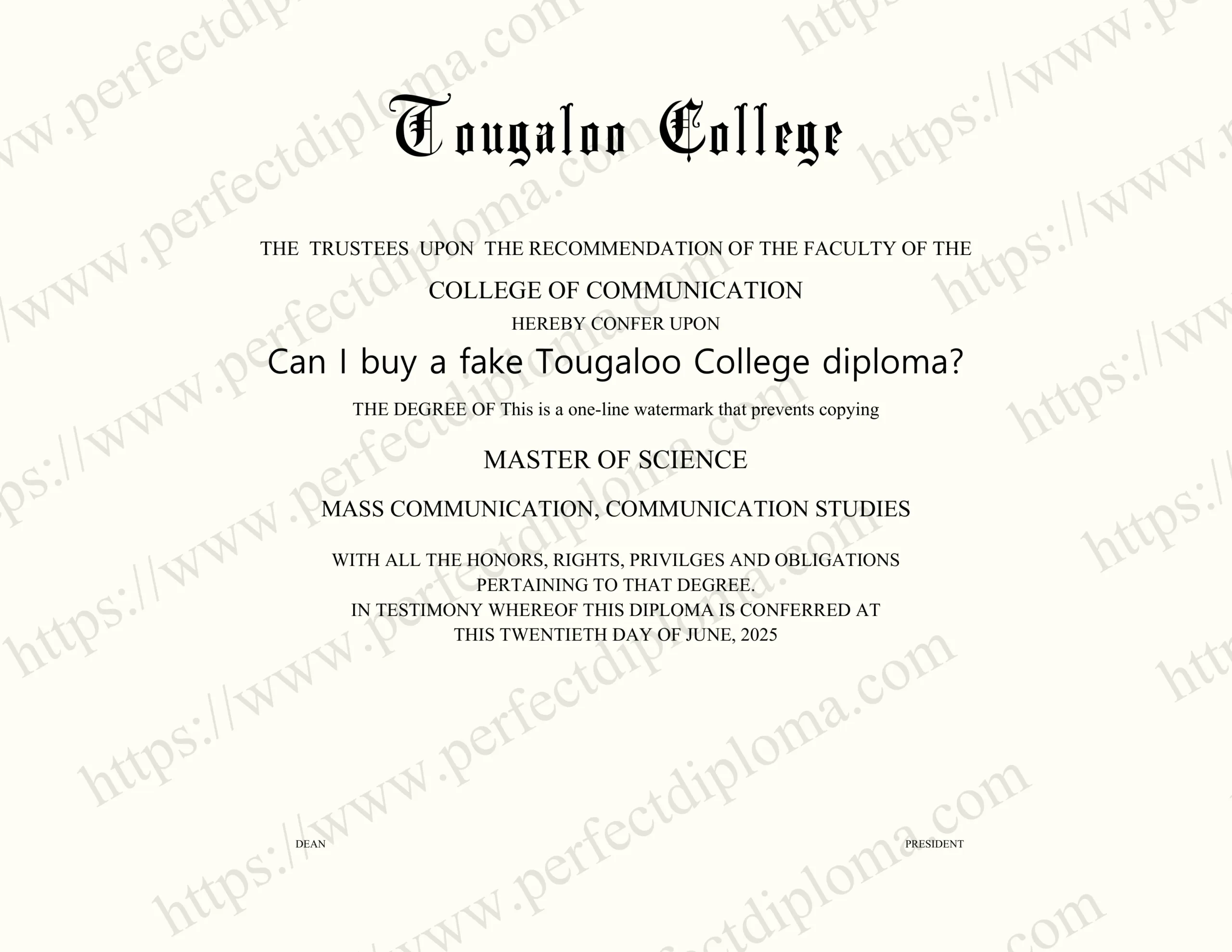 Can I buy a fake Tougaloo College diploma?