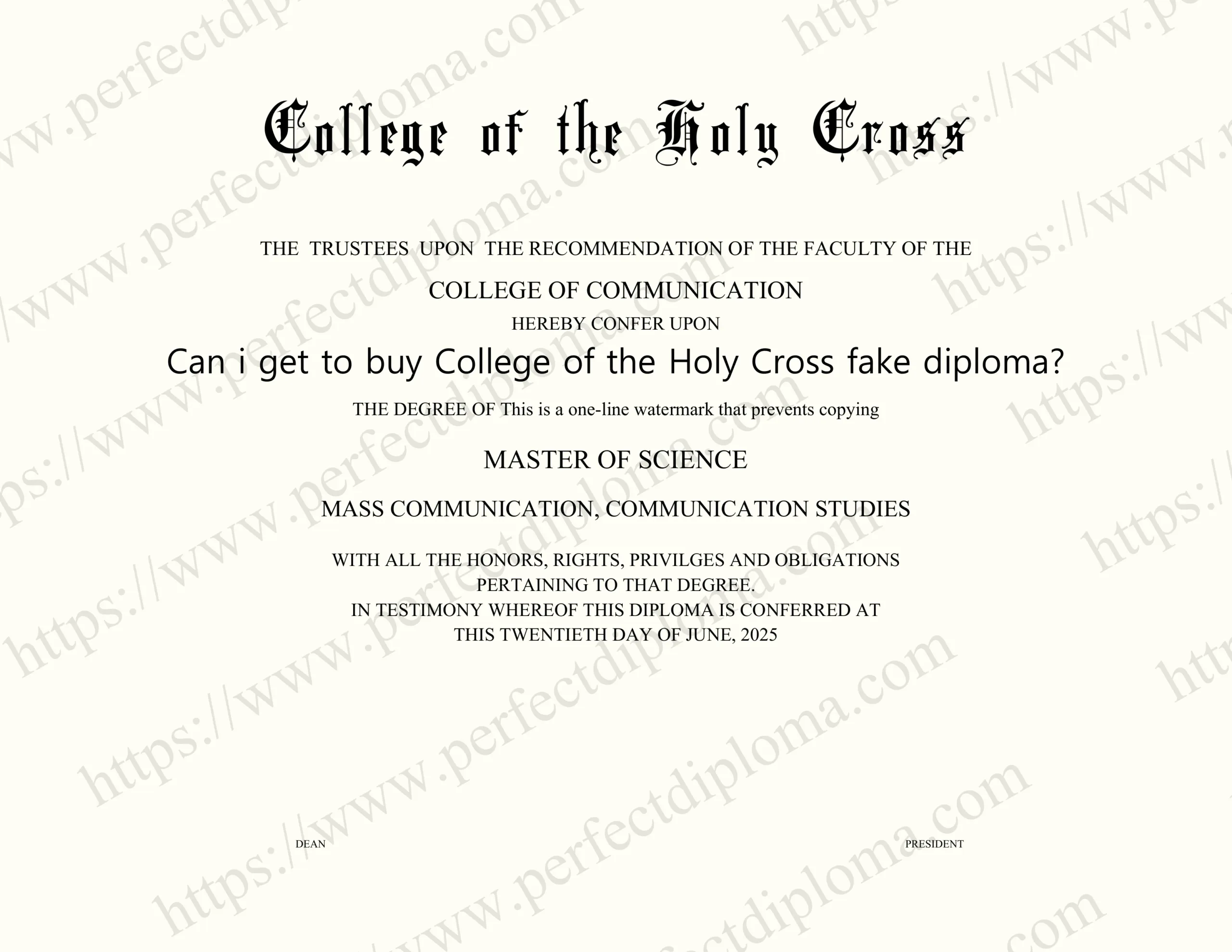 Can i get to buy College of the Holy Cross fake diploma?