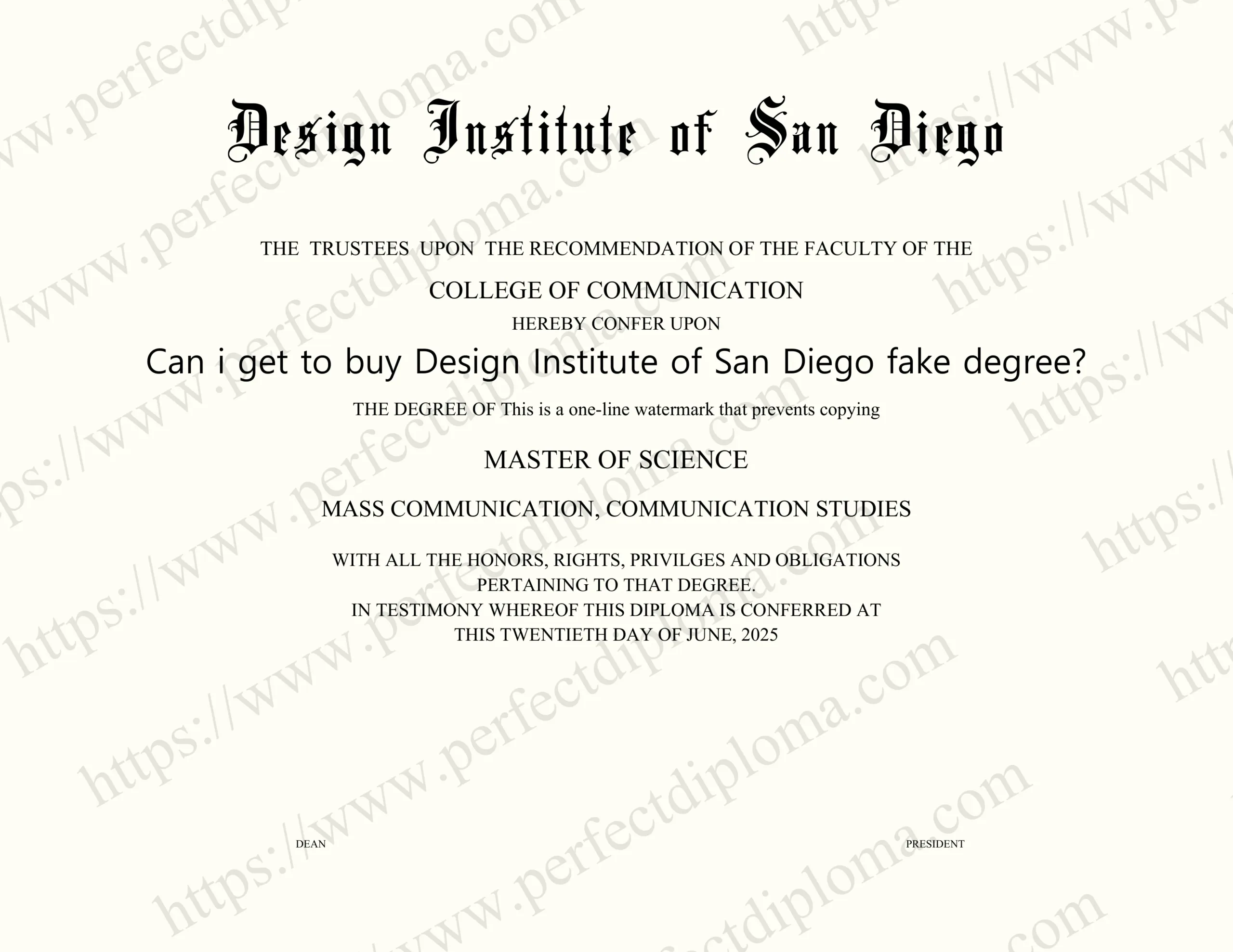 Can i get to buy Design Institute of San Diego fake degree?
