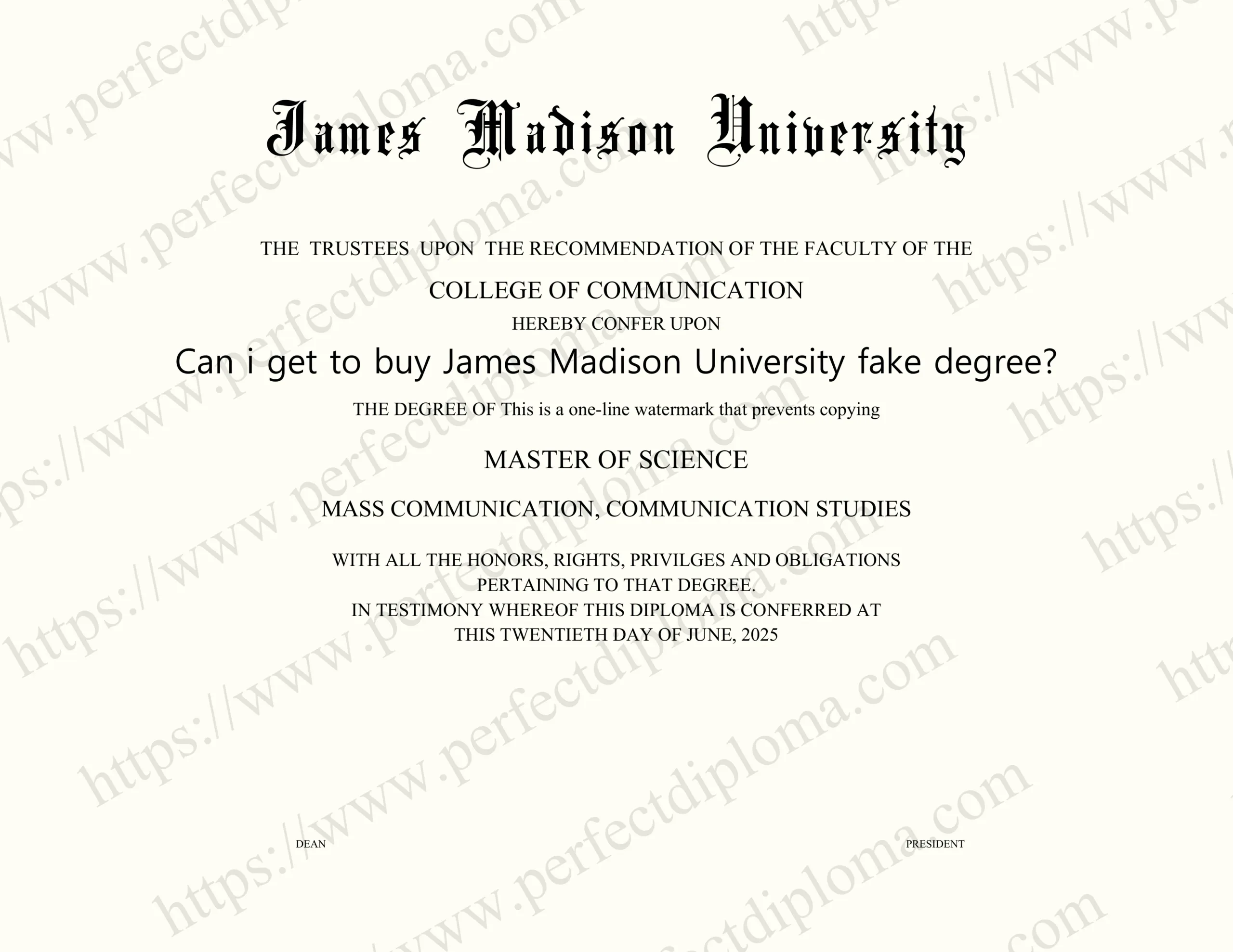 Can i get to buy James Madison University fake degree?