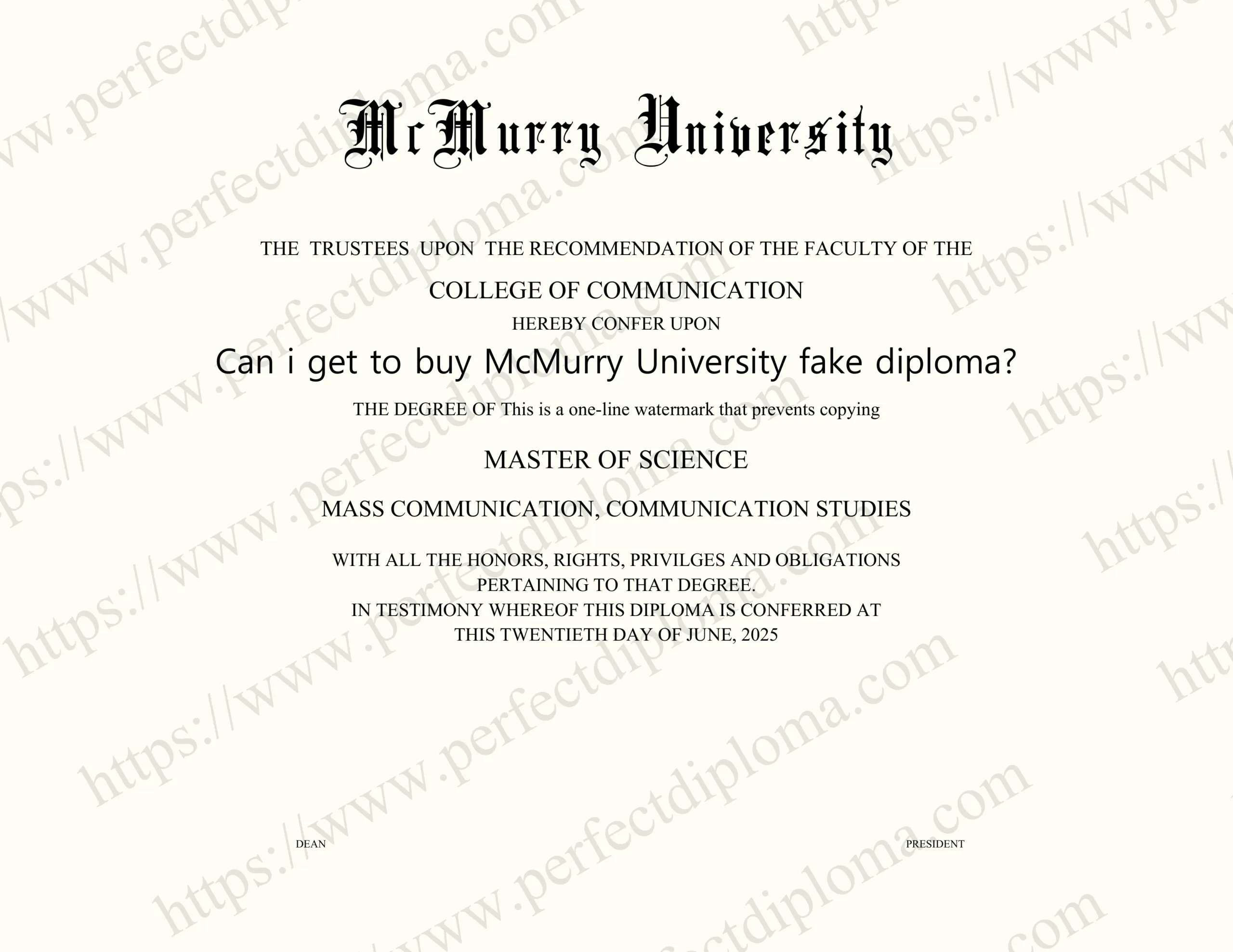 Can i get to buy McMurry University fake diploma?