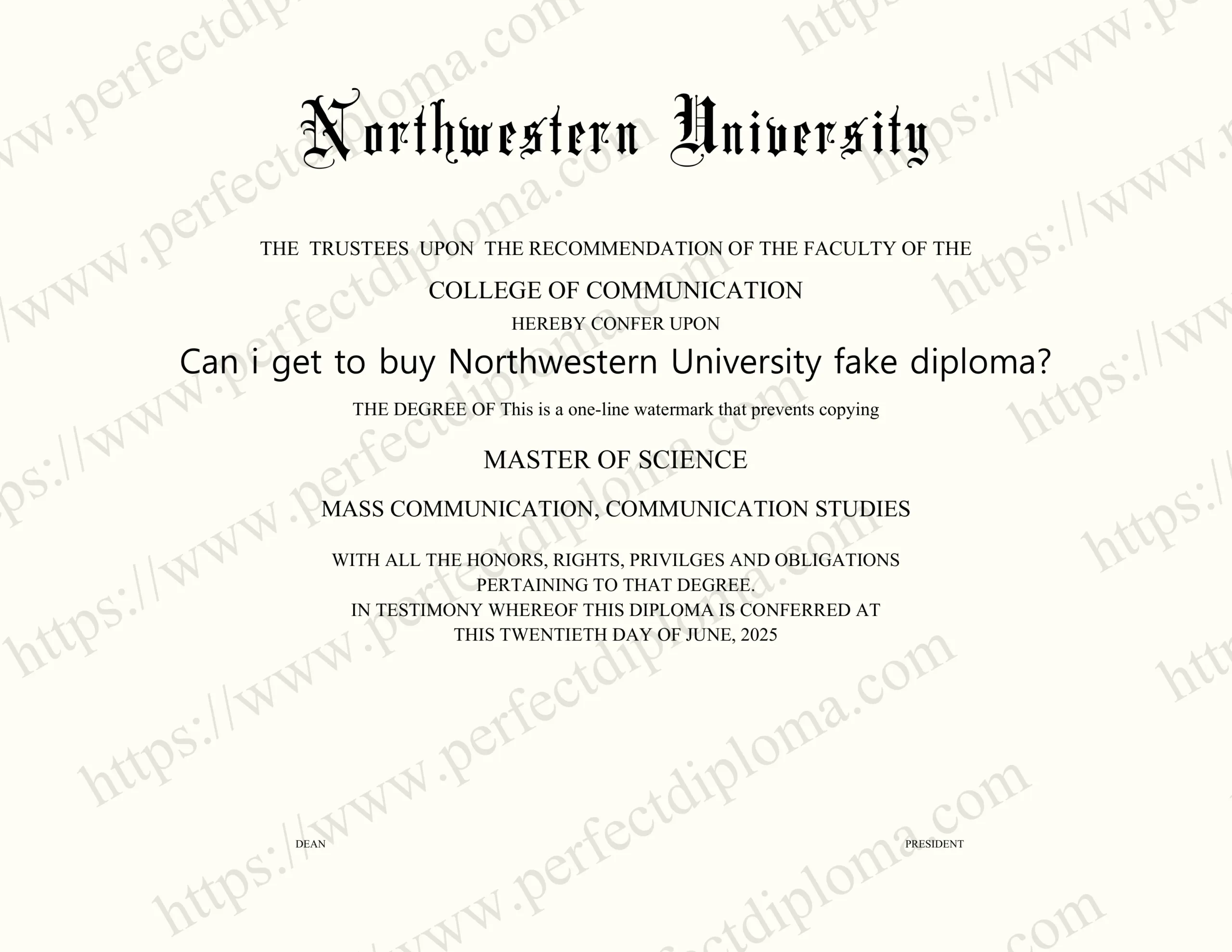Can i get to buy Northwestern University fake diploma?