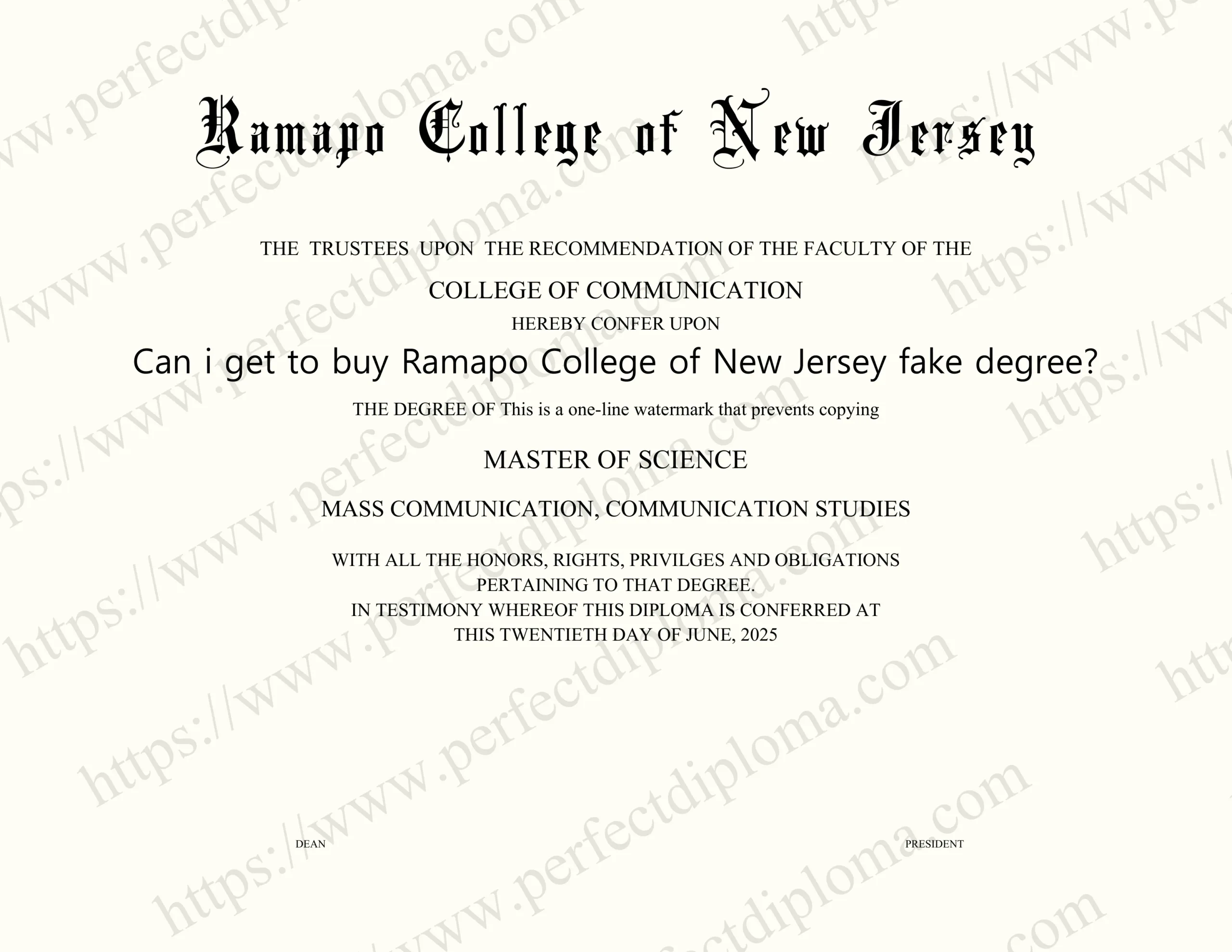 Can i get to buy Ramapo College of New Jersey fake degree?