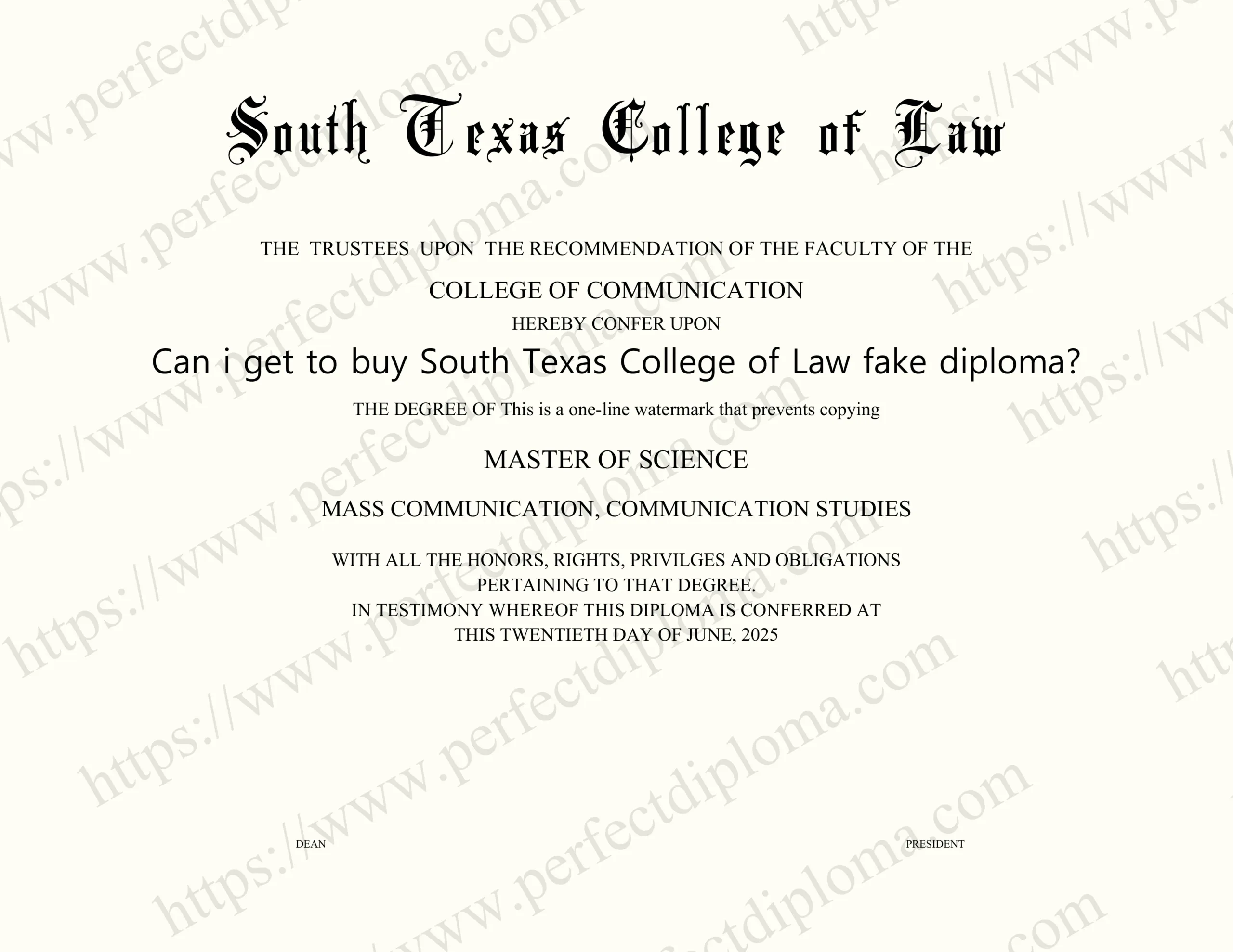 Can i get to buy South Texas College of Law fake diploma?