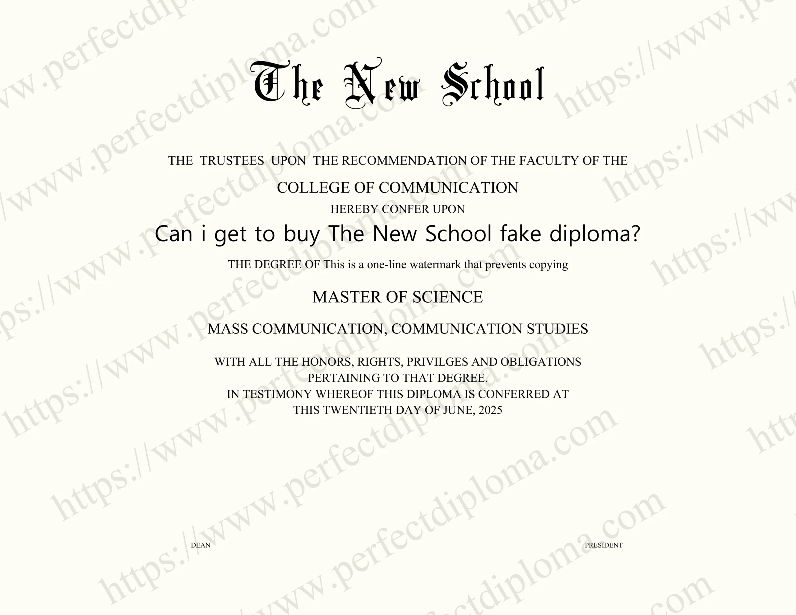 Can i get to buy The New School fake diploma?