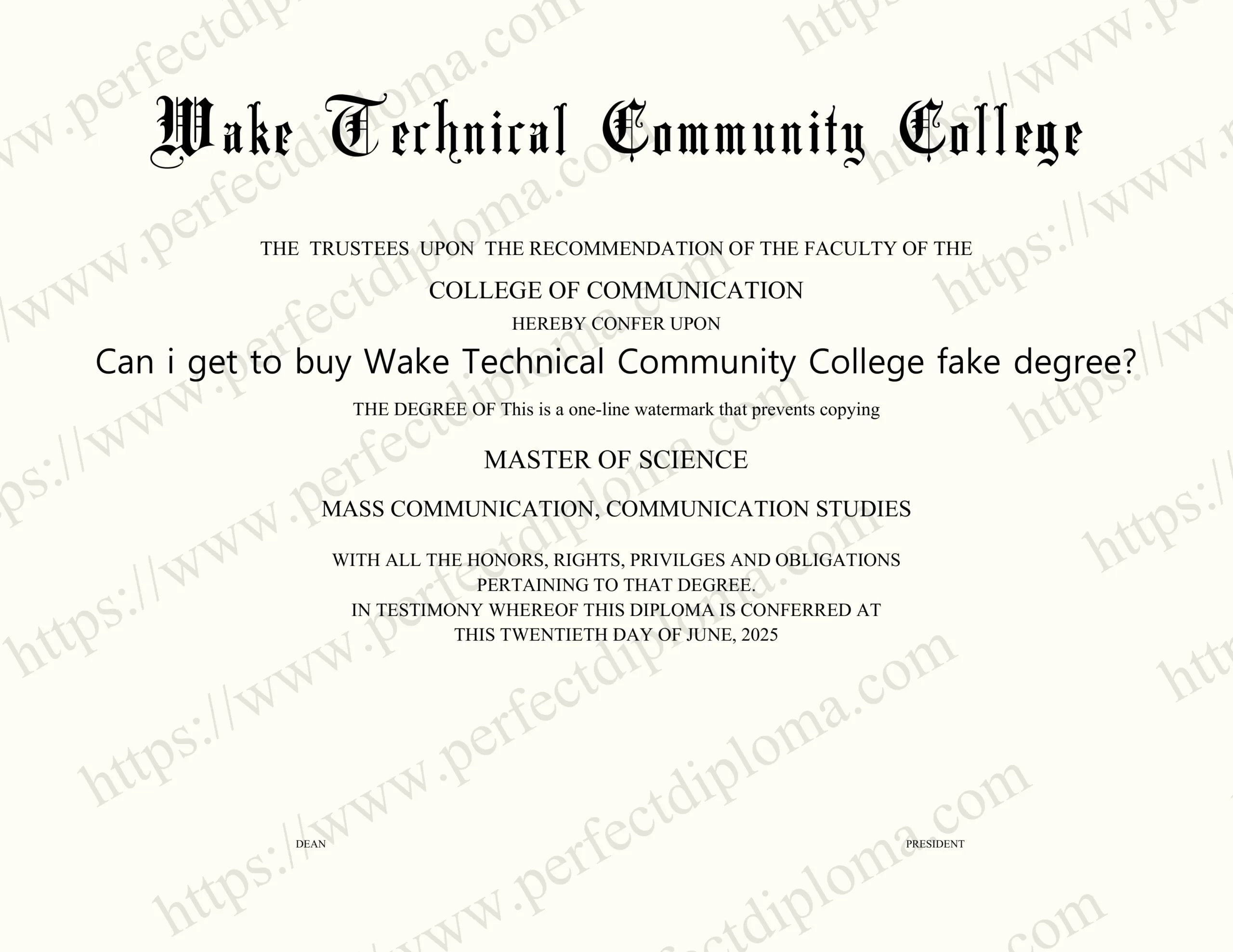 Can i get to buy Wake Technical Community College fake degree?