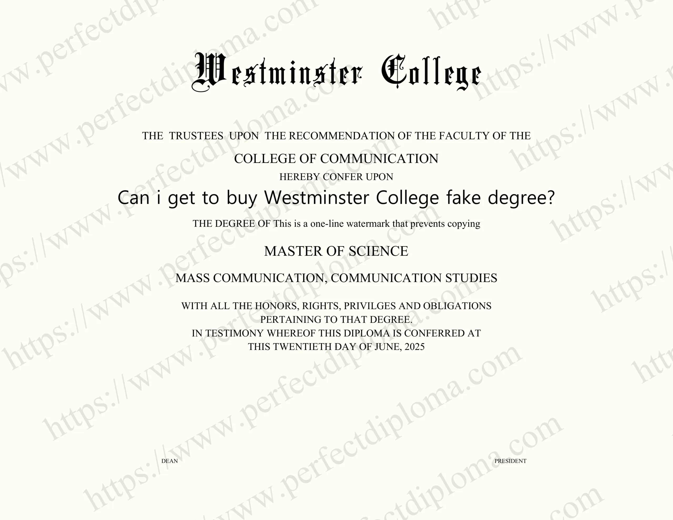 Can i get to buy Westminster College fake degree?