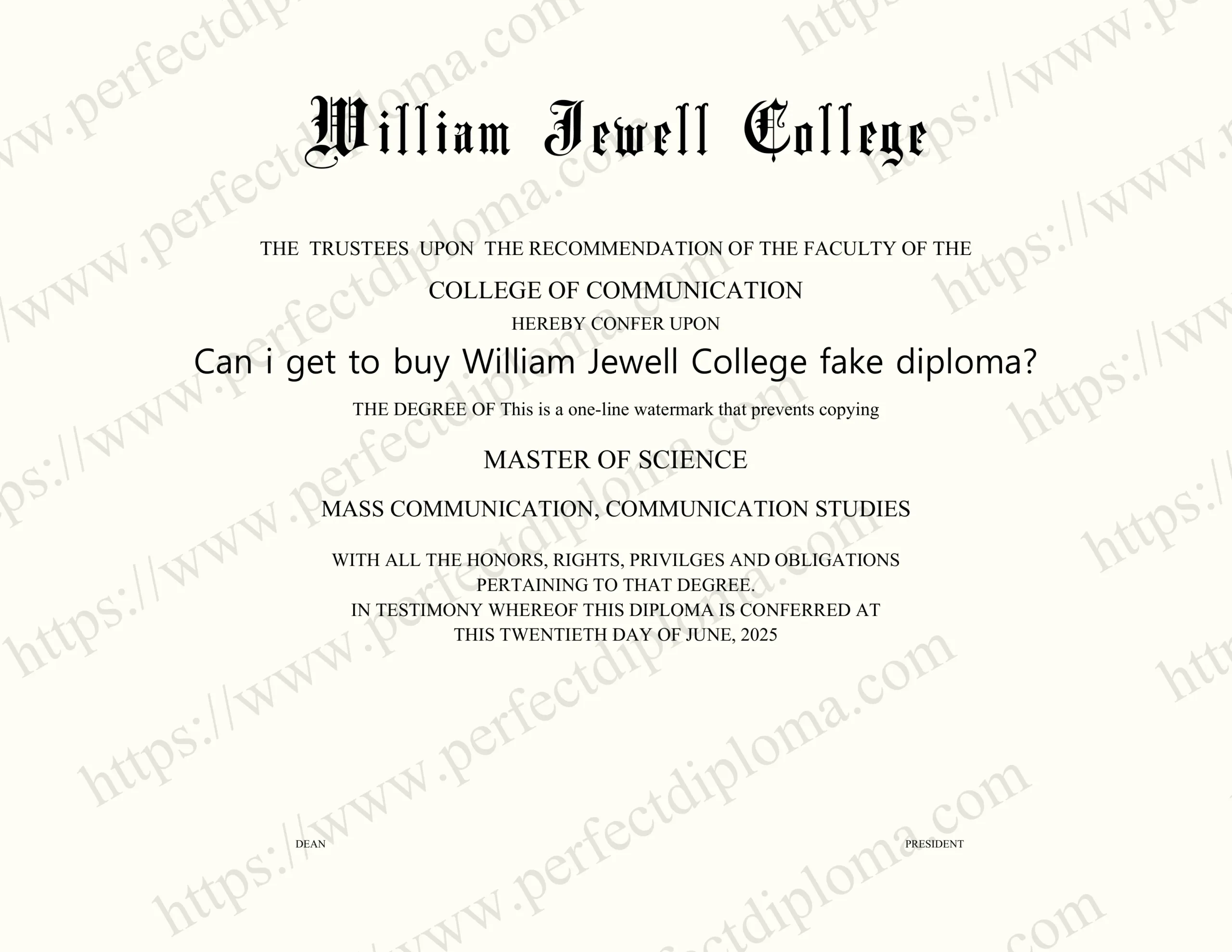 Can i get to buy William Jewell College fake diploma?