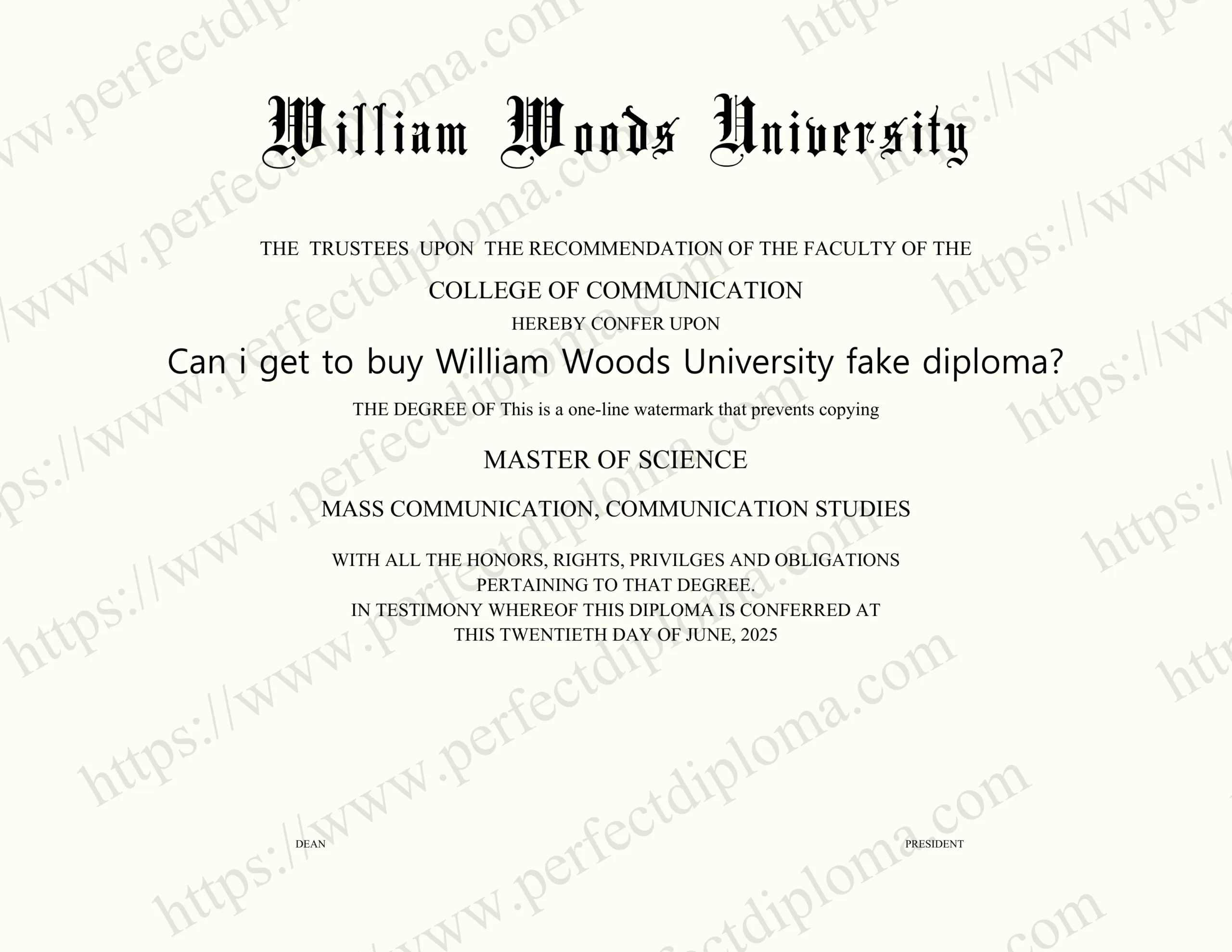Can i get to buy William Woods University fake diploma?