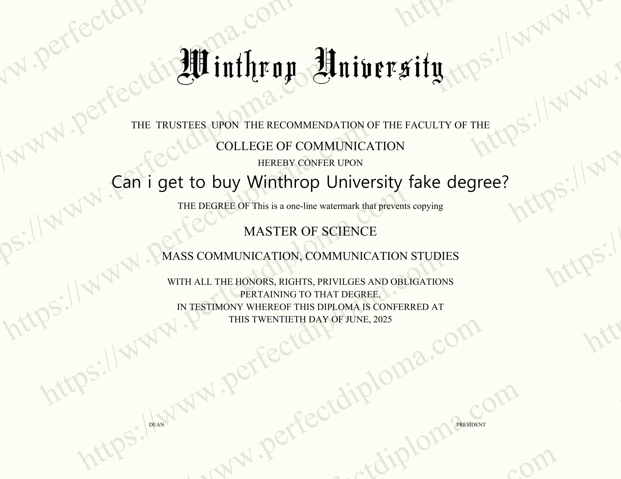 Can i get to buy Winthrop University fake degree?