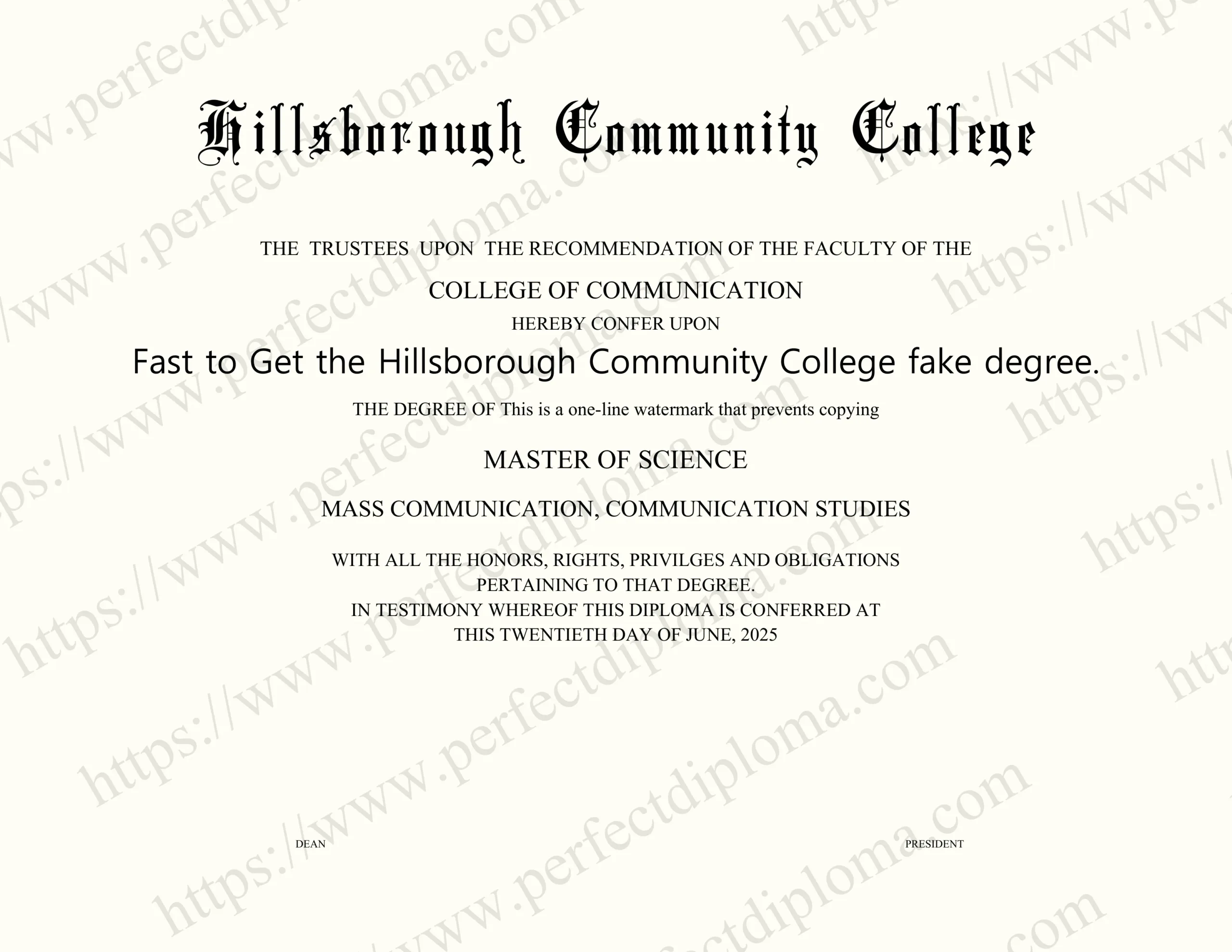 Fast to Get the Hillsborough Community College fake degree.