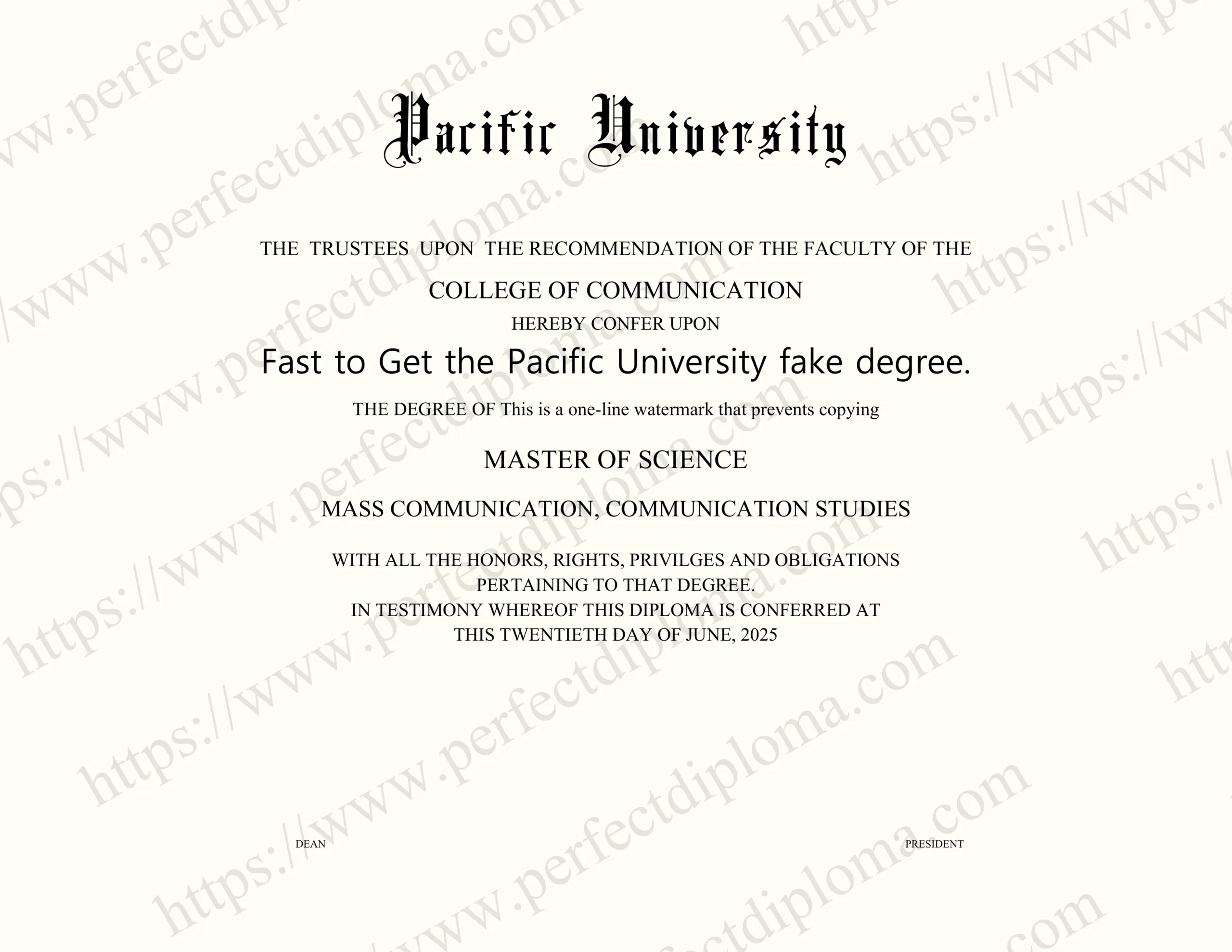 Fast to Get the Pacific University fake degree.