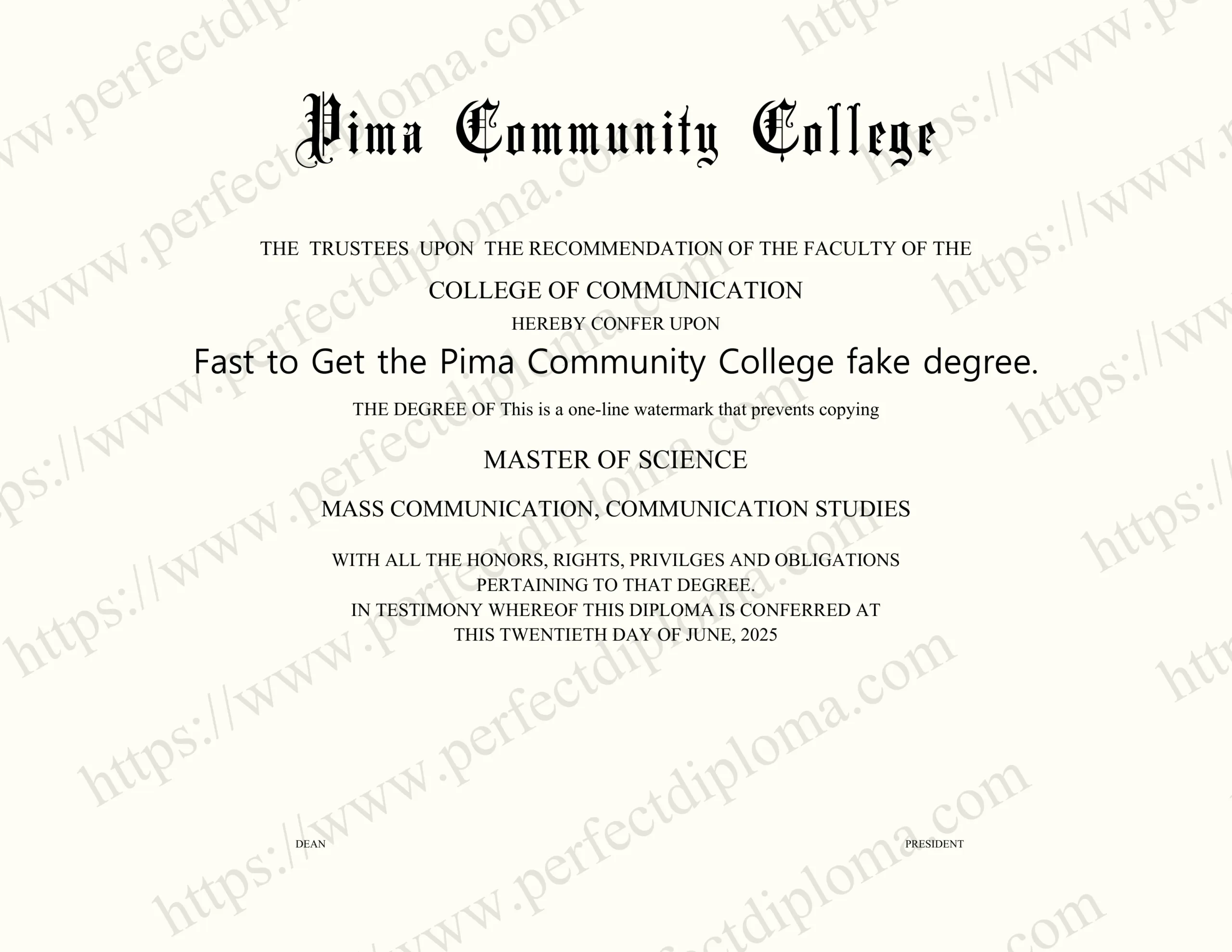 Fast to Get the Pima Community College fake degree.