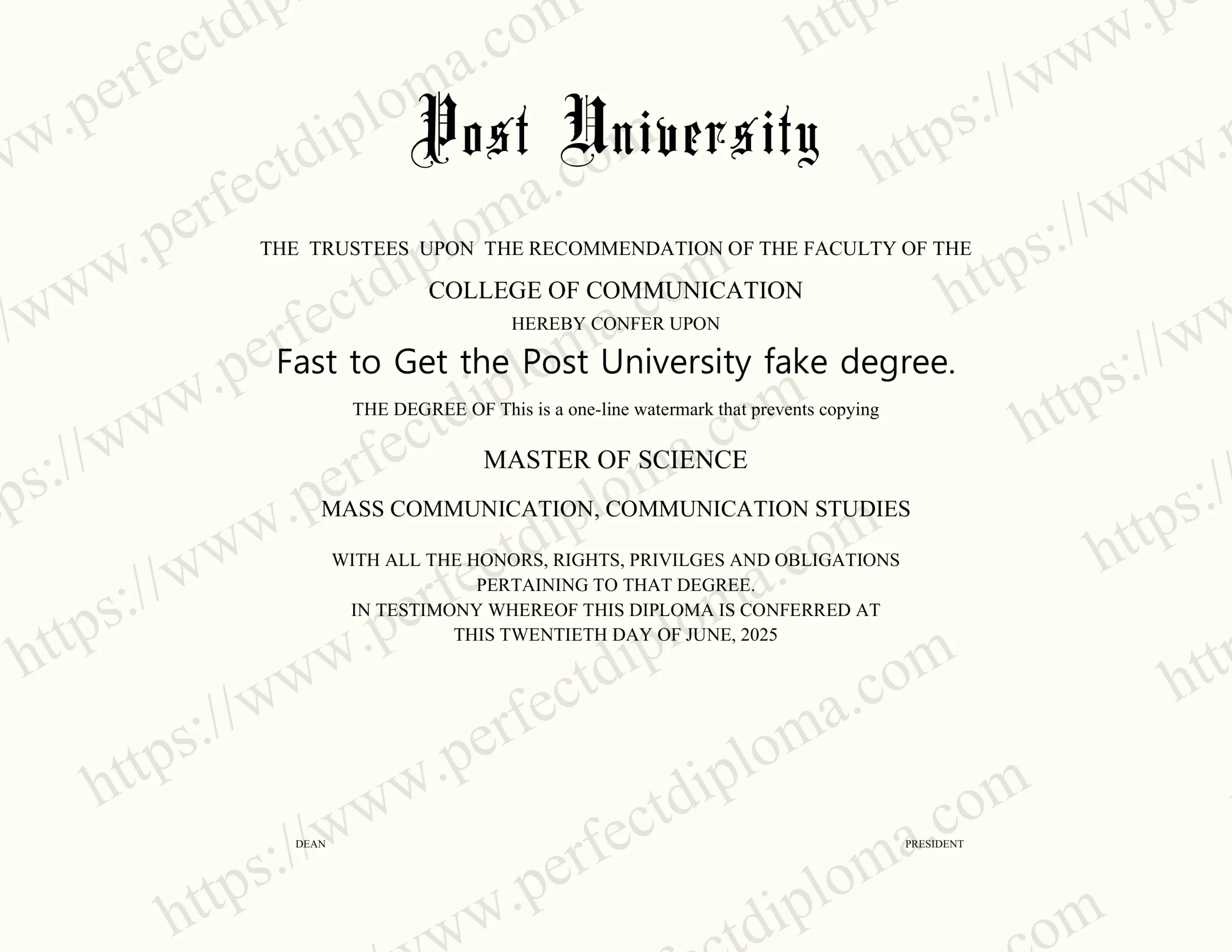 Fast to Get the Post University fake degree.