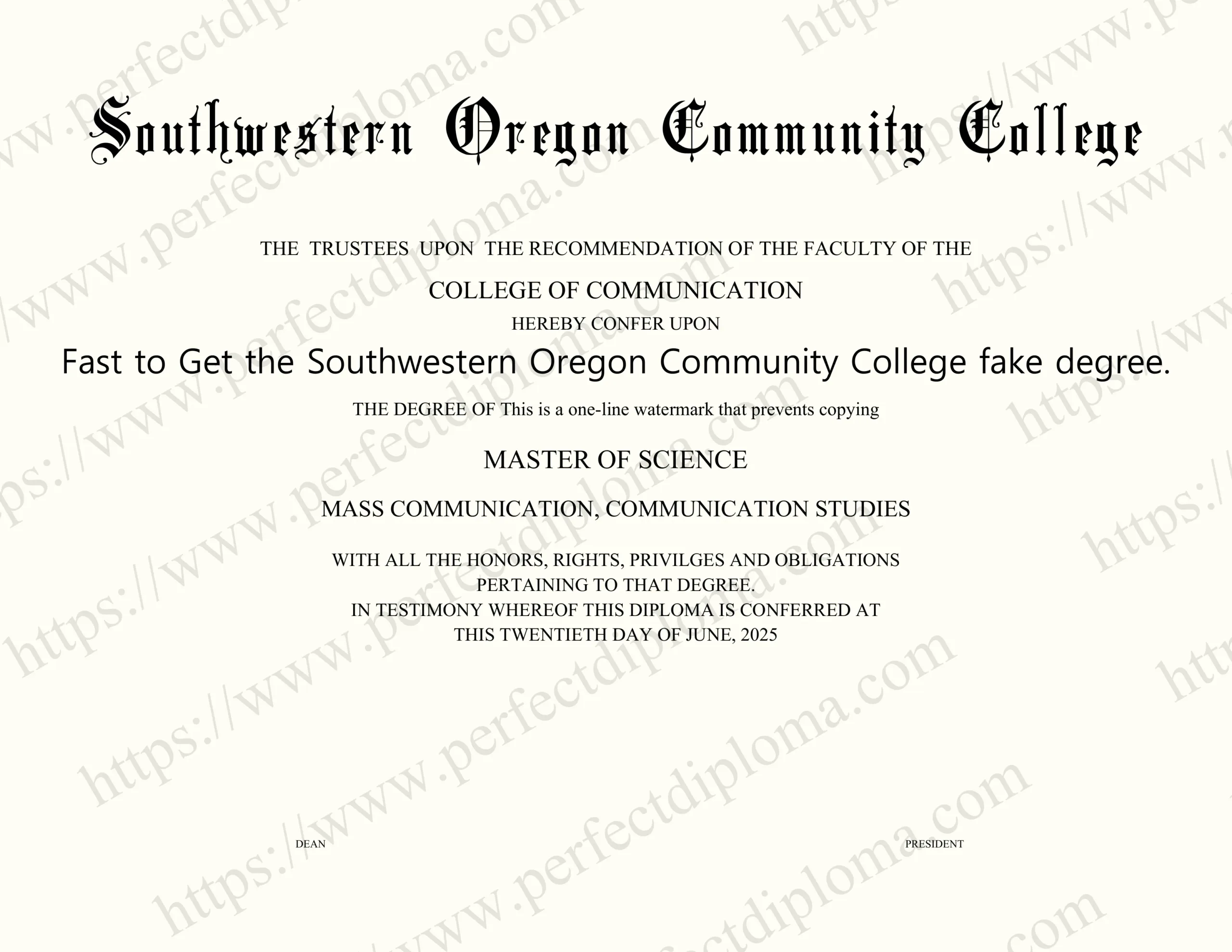 Fast to Get the Southwestern Oregon Community College fake degree.