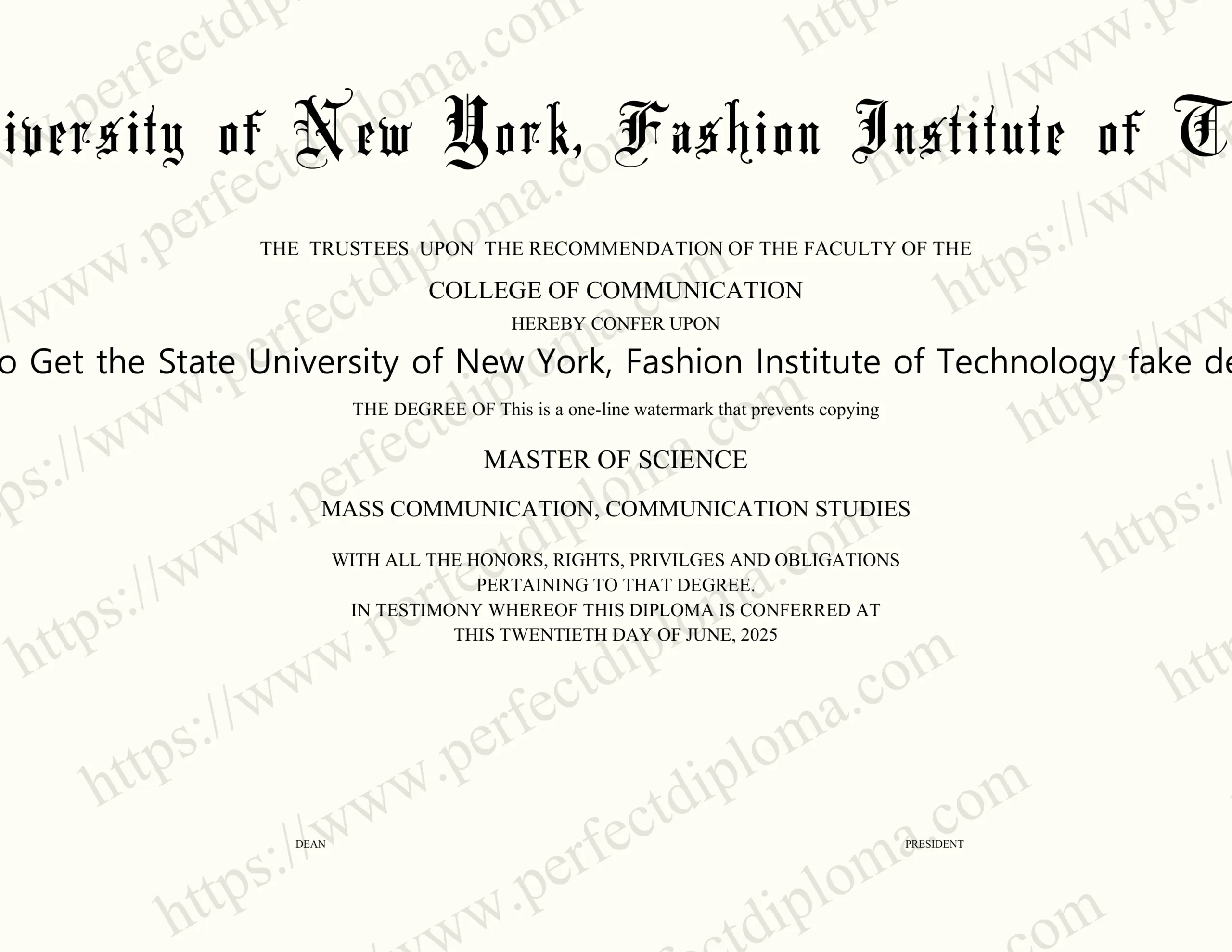 Fast to Get the State University of New York, Fashion Institute of Technology fake degree.