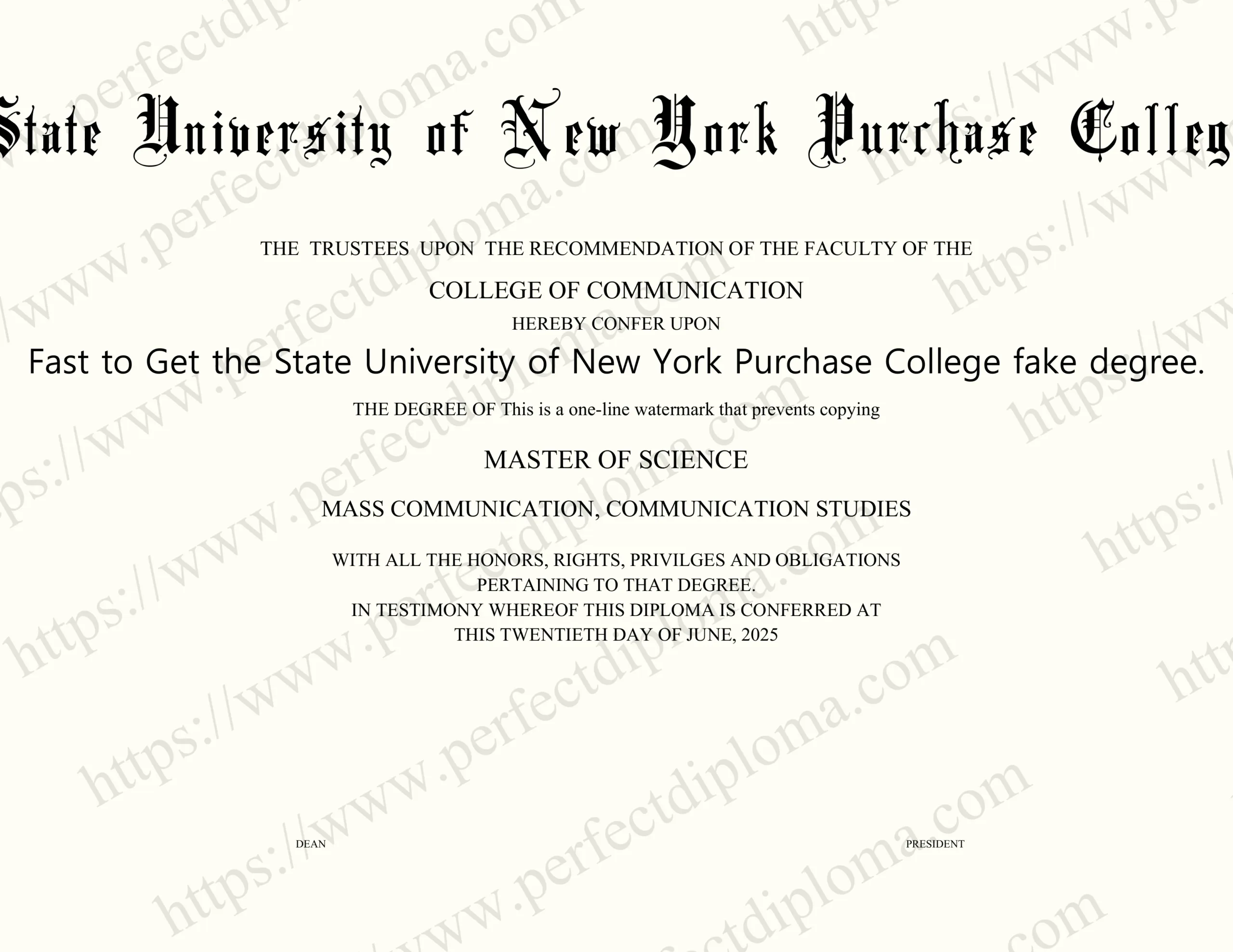 Fast to Get the State University of New York Purchase College fake degree.