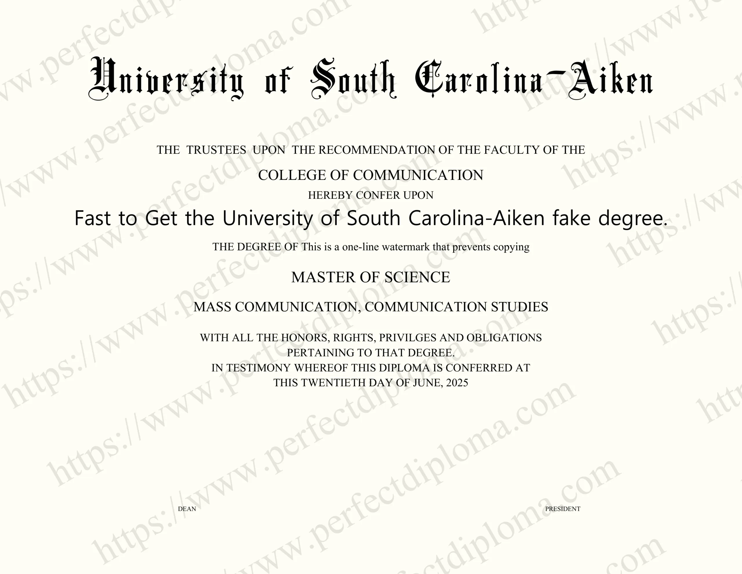 Fast to Get the University of South Carolina-Aiken fake degree.