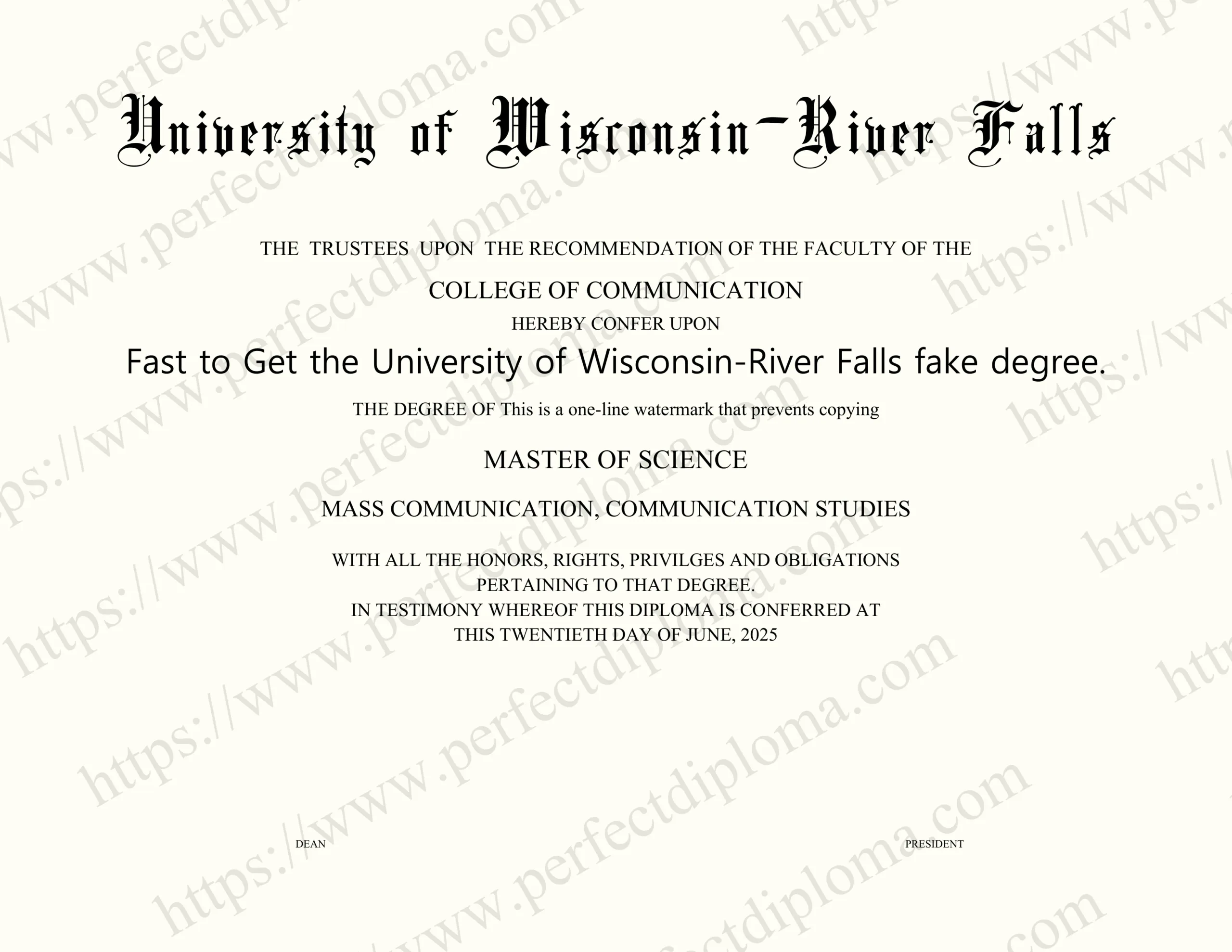 Fast to Get the University of Wisconsin-River Falls fake degree.