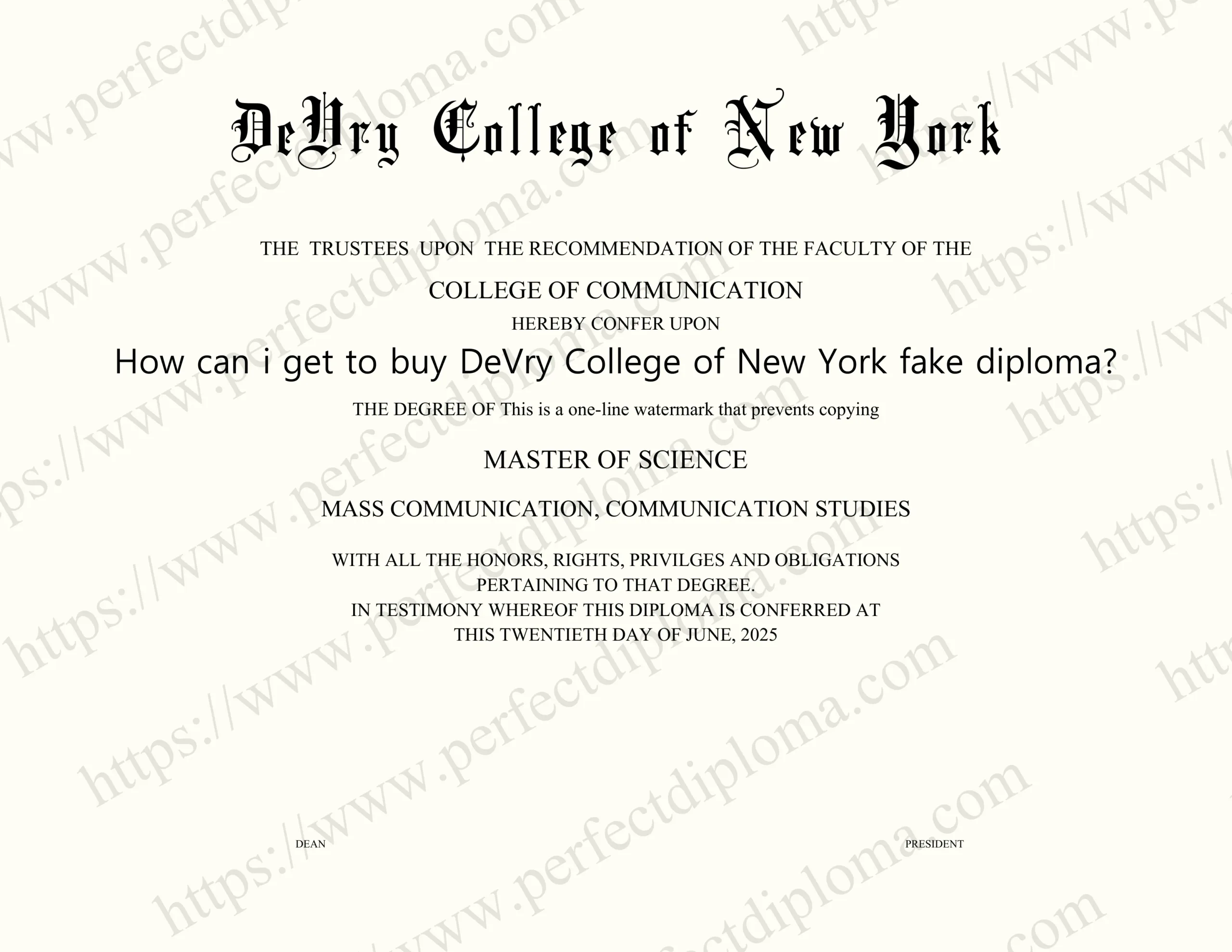 How can i get to buy DeVry College of New York fake diploma?