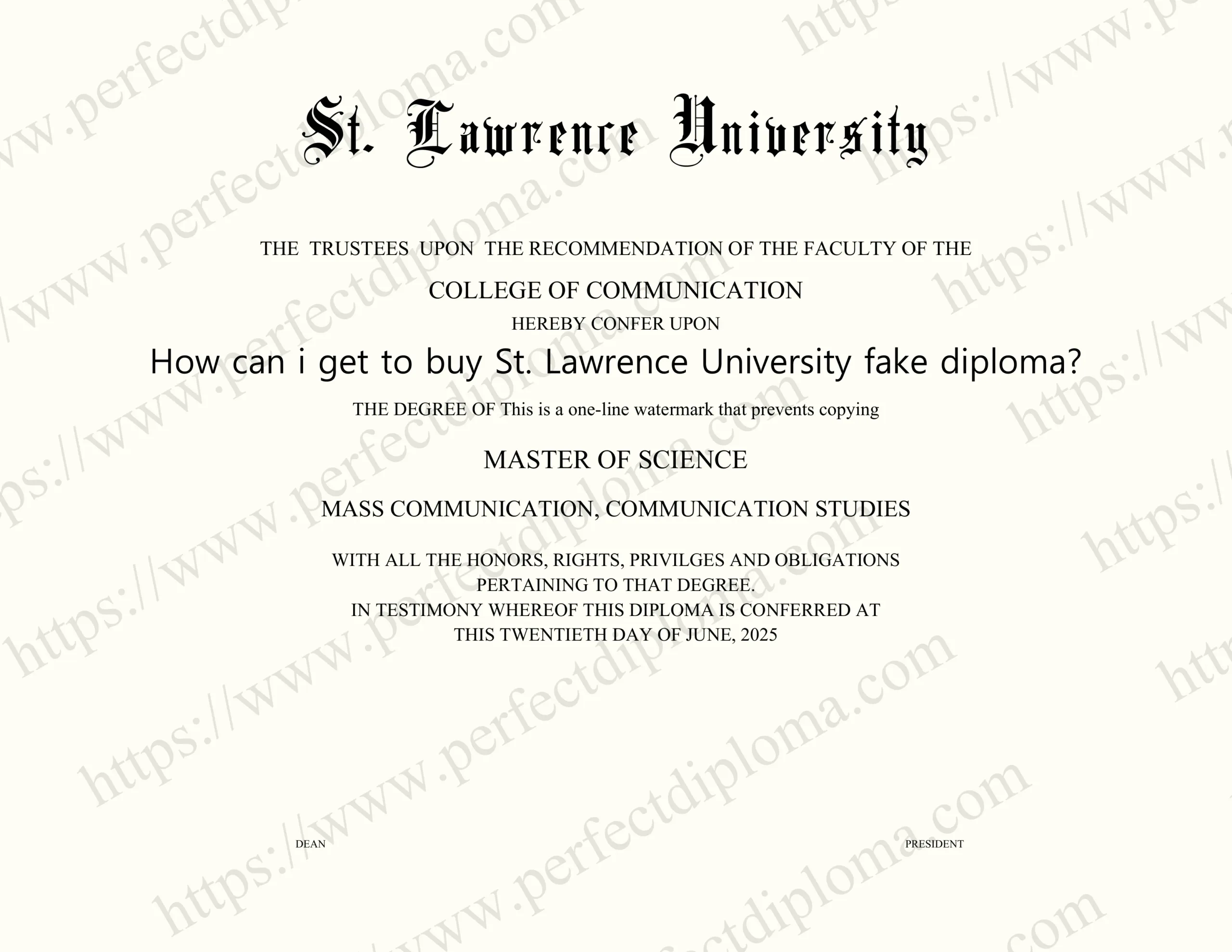 How can i get to buy St. Lawrence University fake diploma?