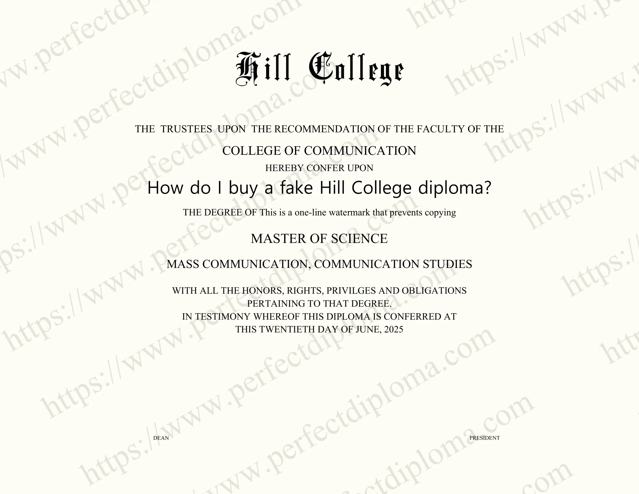 How do I buy a fake Hill College diploma?
