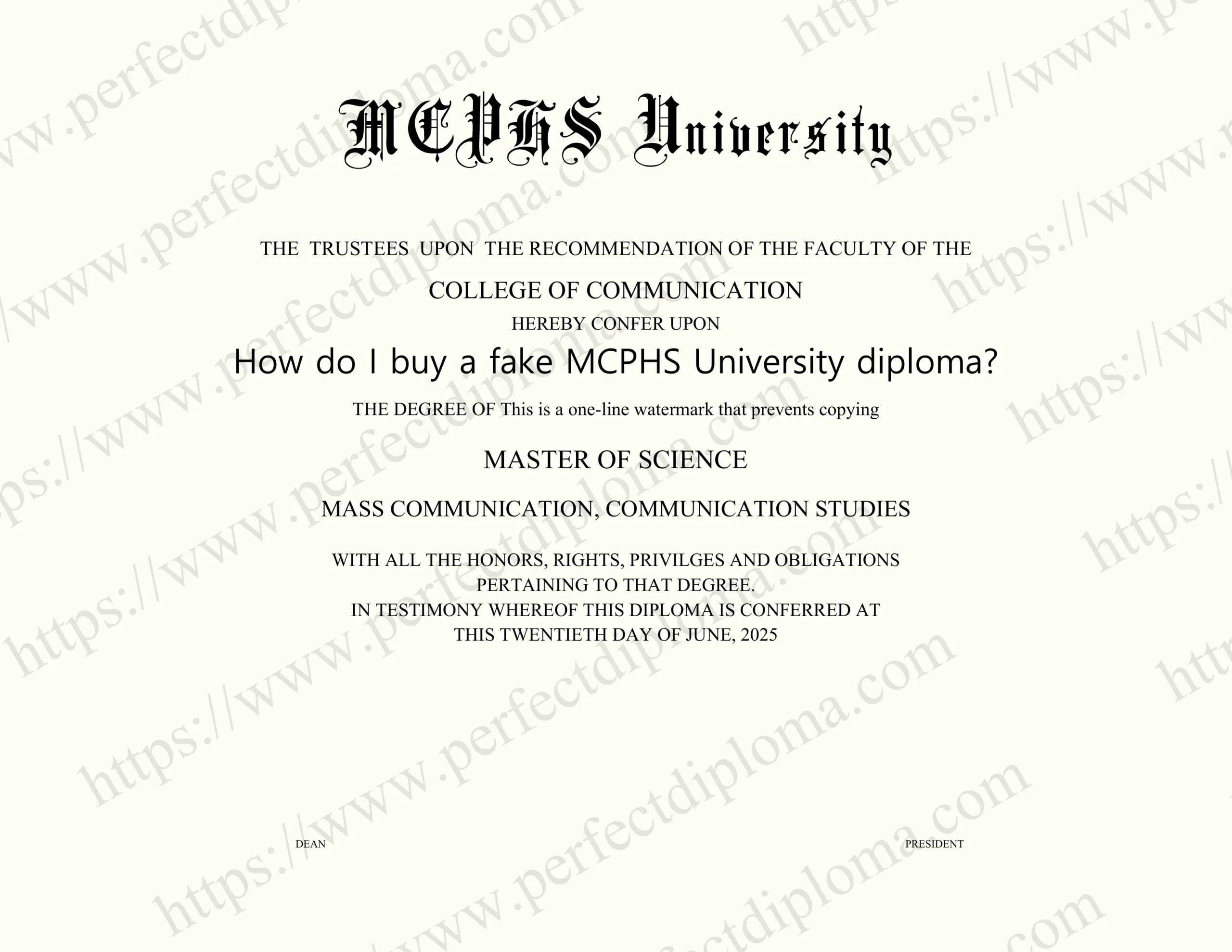 How do I buy a fake MCPHS University diploma?