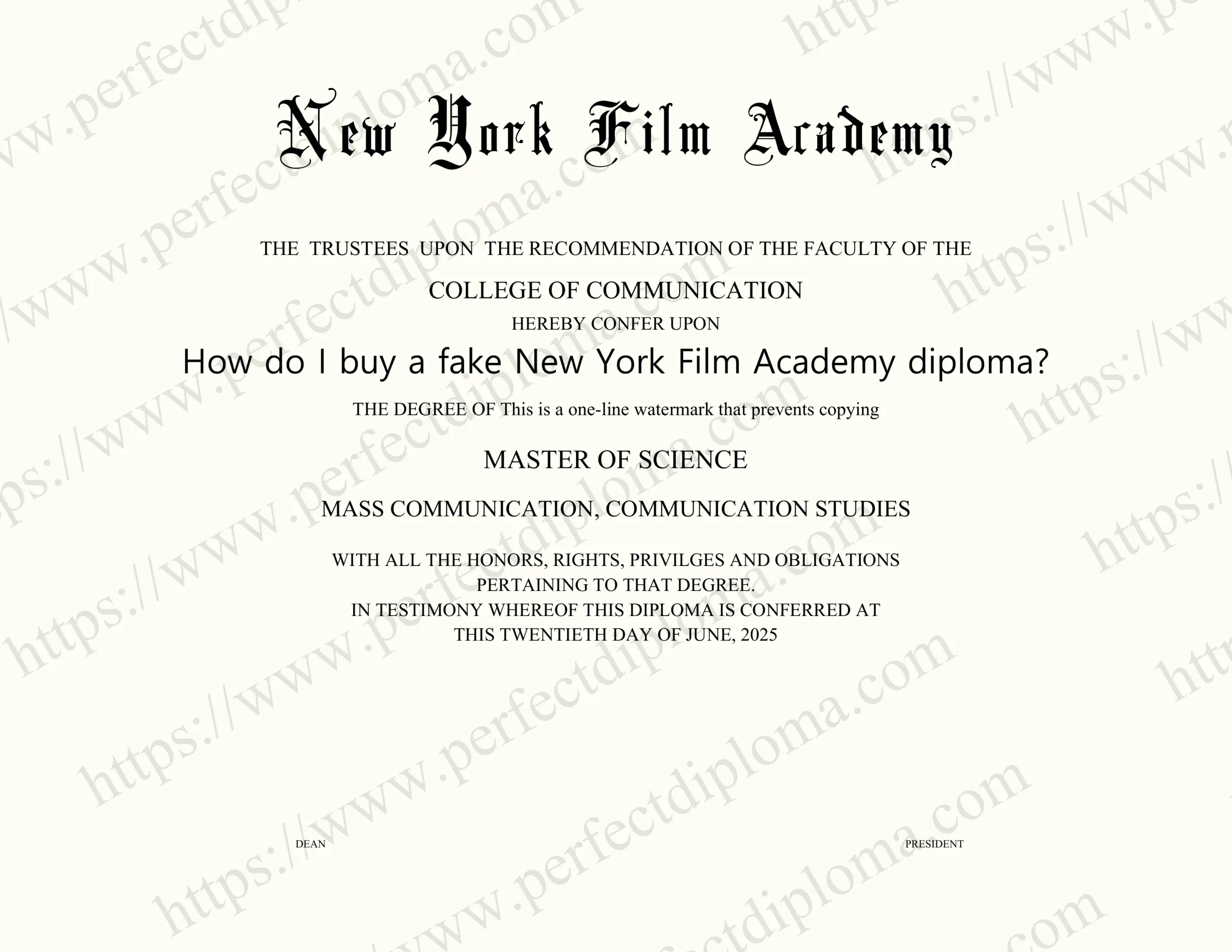 How do I buy a fake New York Film Academy diploma?