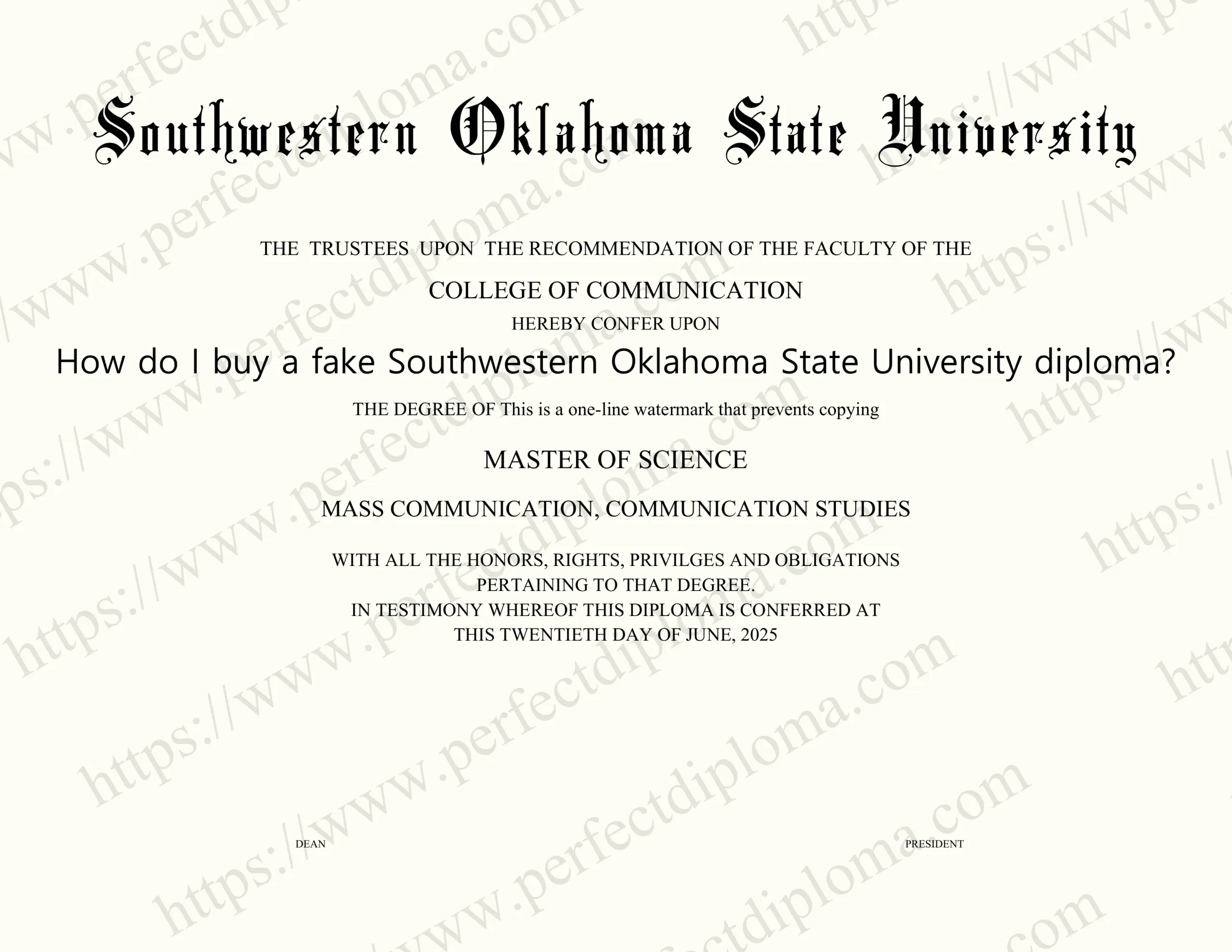 How do I buy a fake Southwestern Oklahoma State University diploma?