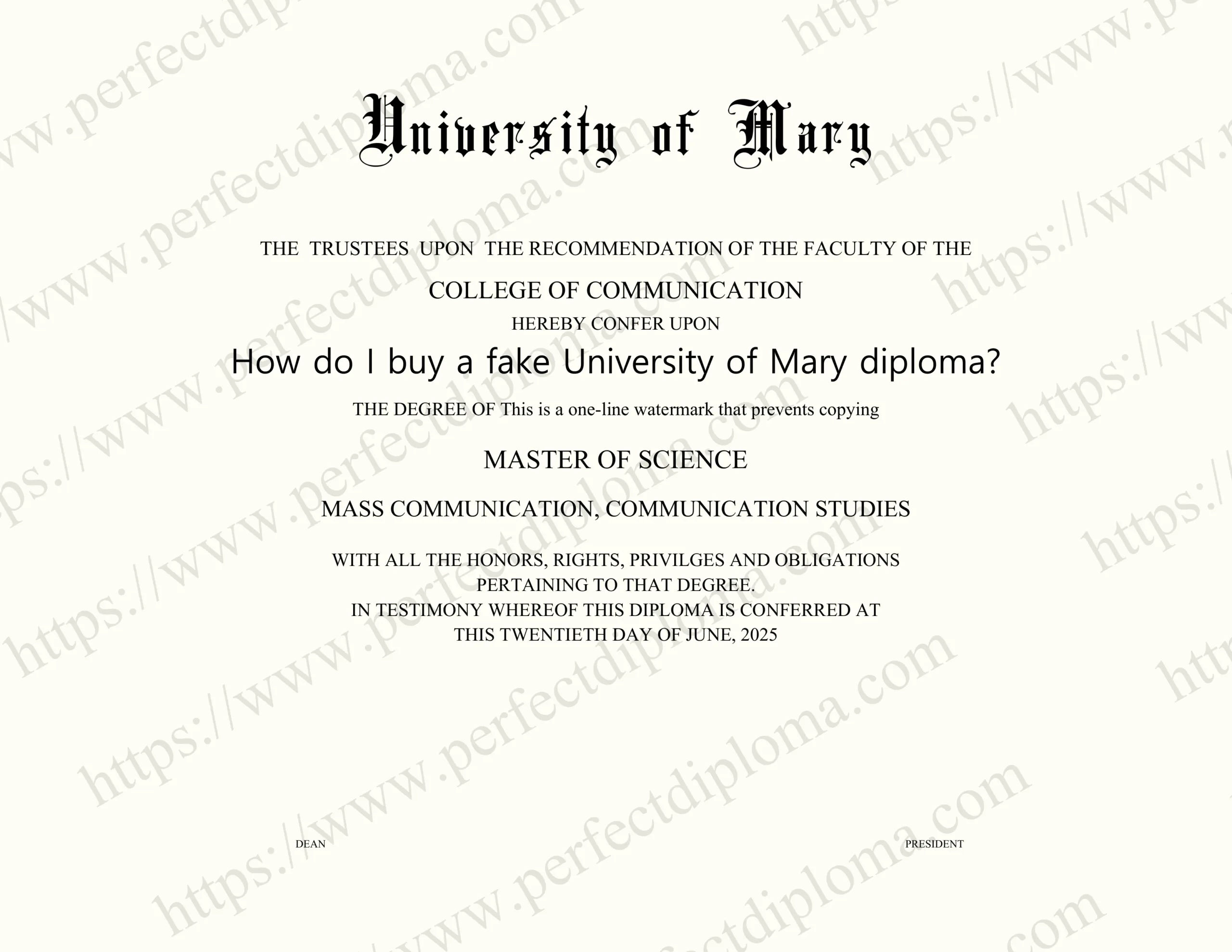 How do I buy a fake University of Mary diploma?