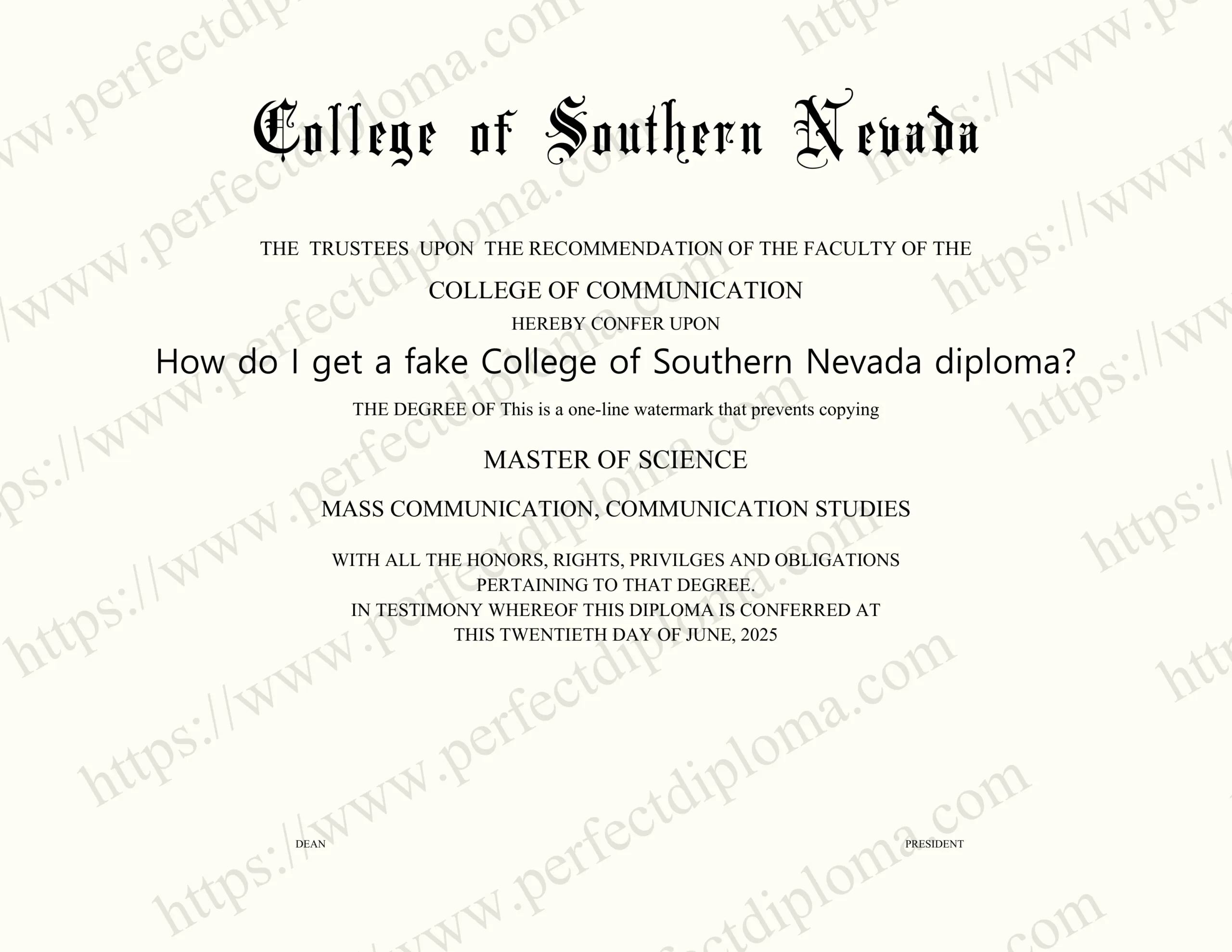 How do I get a fake College of Southern Nevada diploma?
