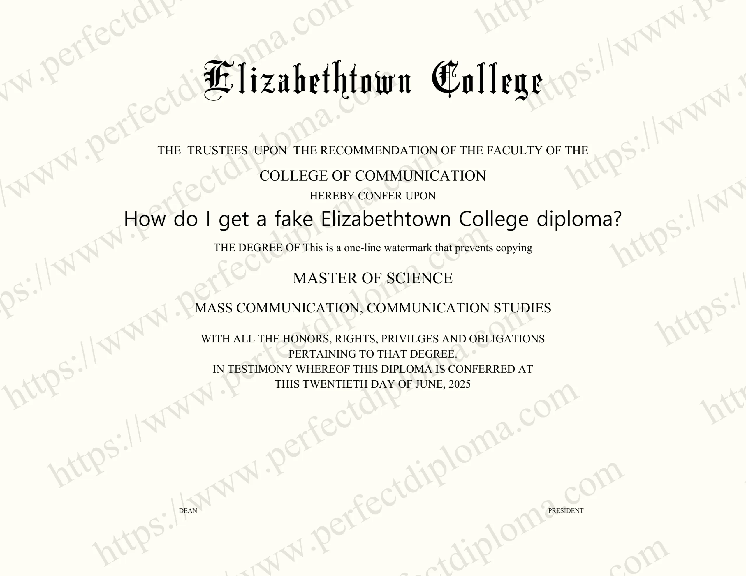 How do I get a fake Elizabethtown College diploma?