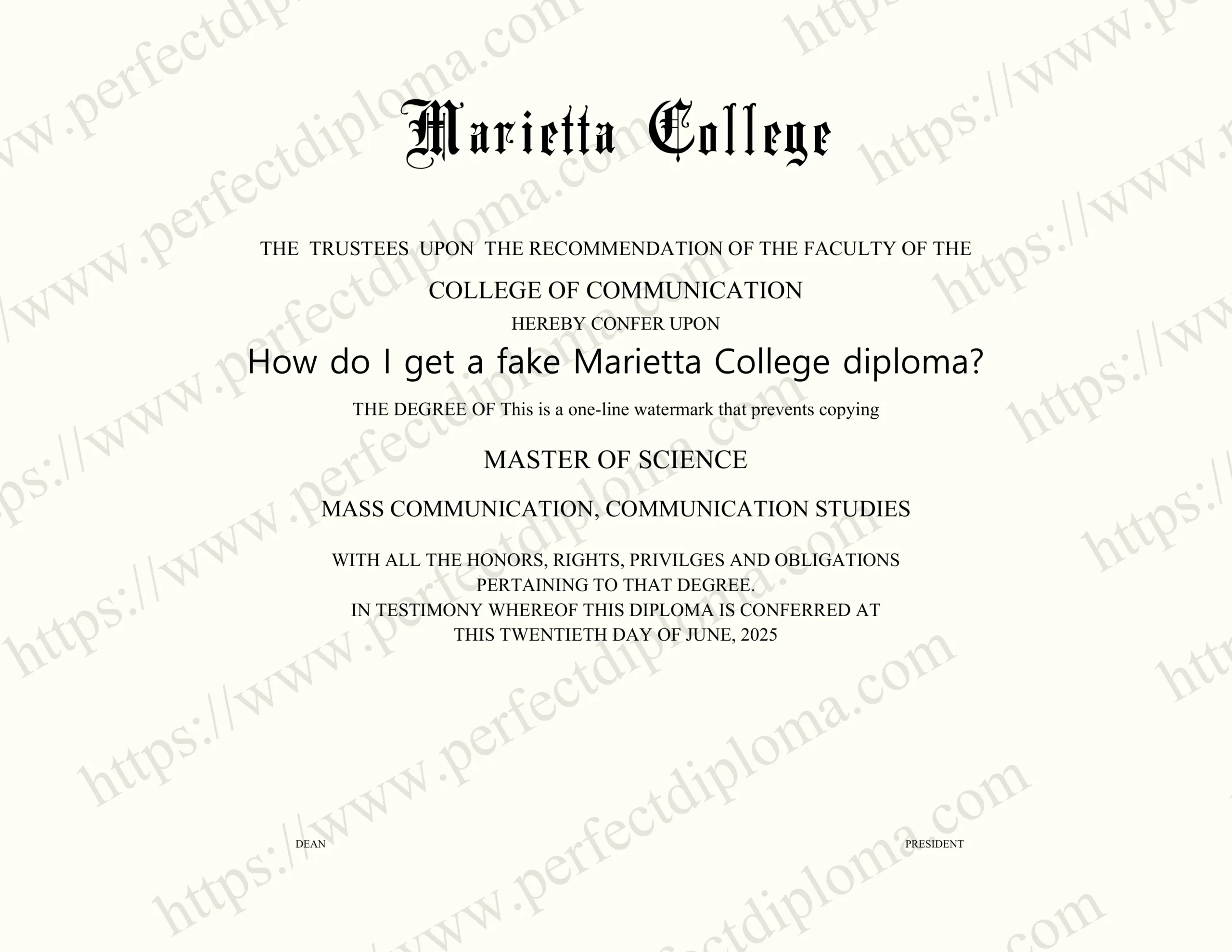How do I get a fake Marietta College diploma?
