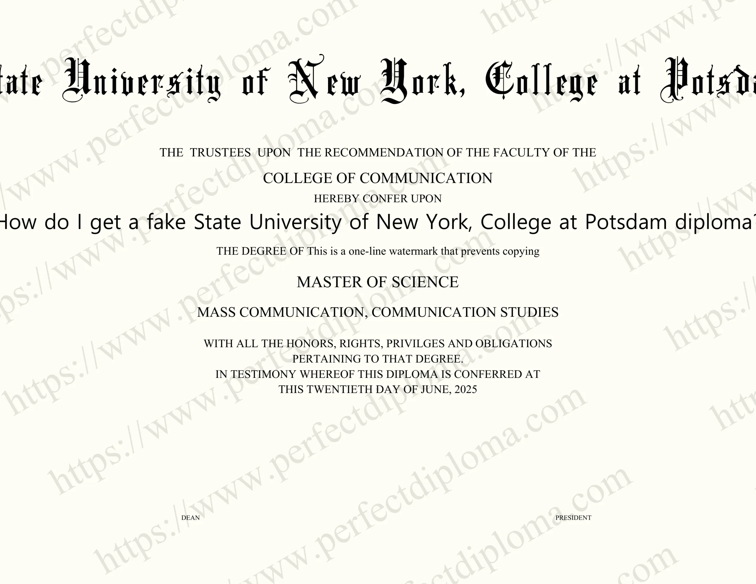 How do I get a fake State University of New York, College at Potsdam diploma?