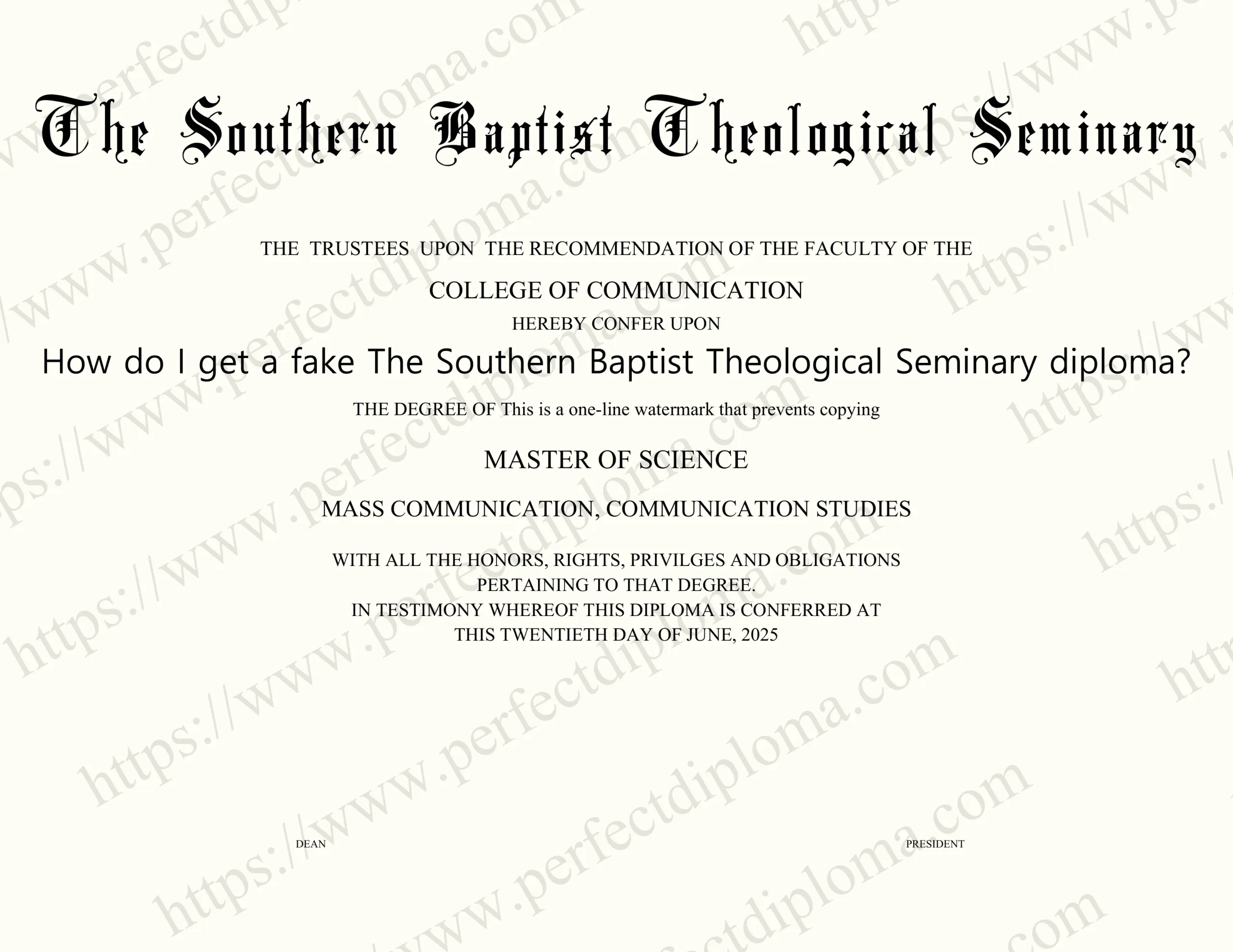 How do I get a fake The Southern Baptist Theological Seminary diploma?