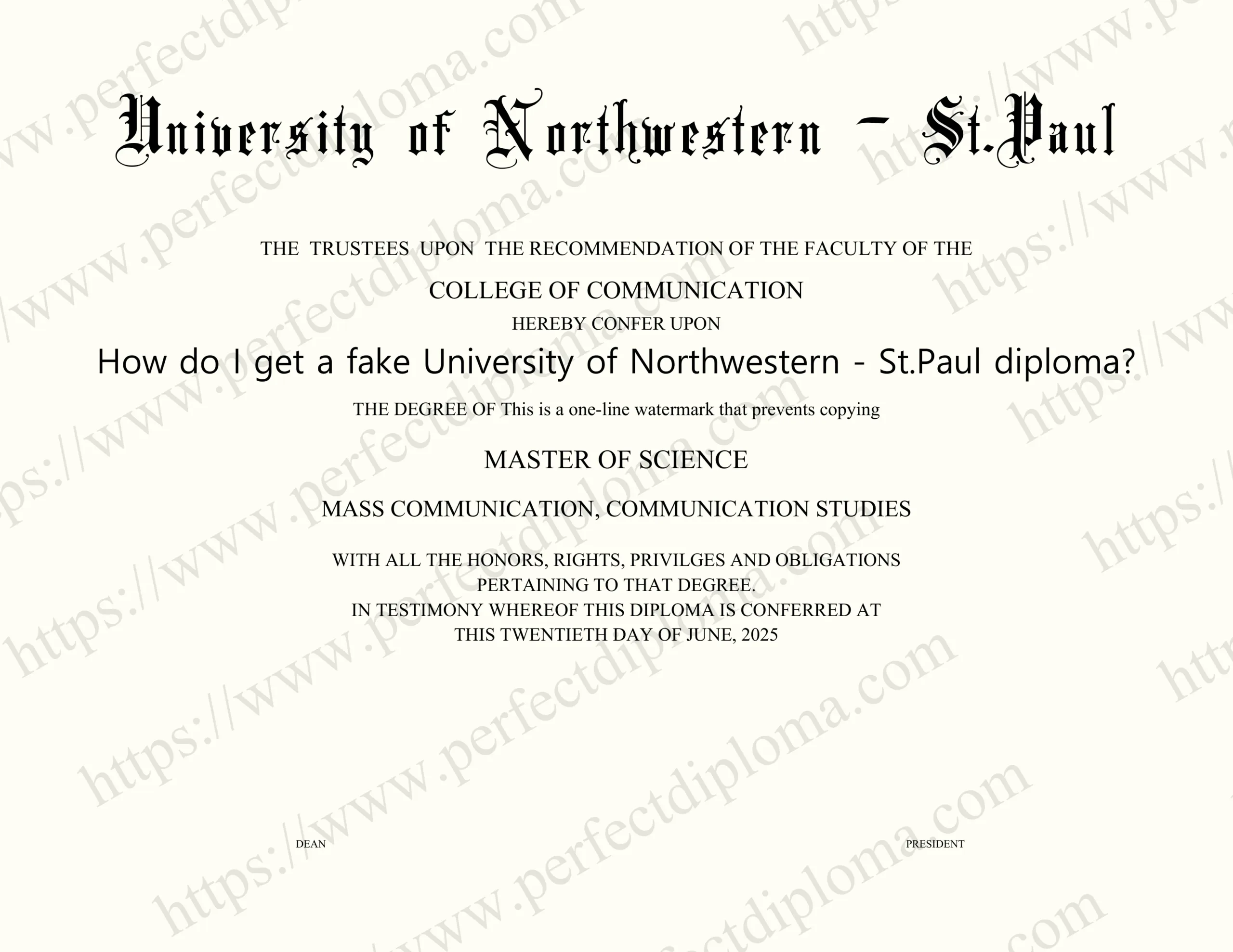 How do I get a fake University of Northwestern - St.Paul diploma?