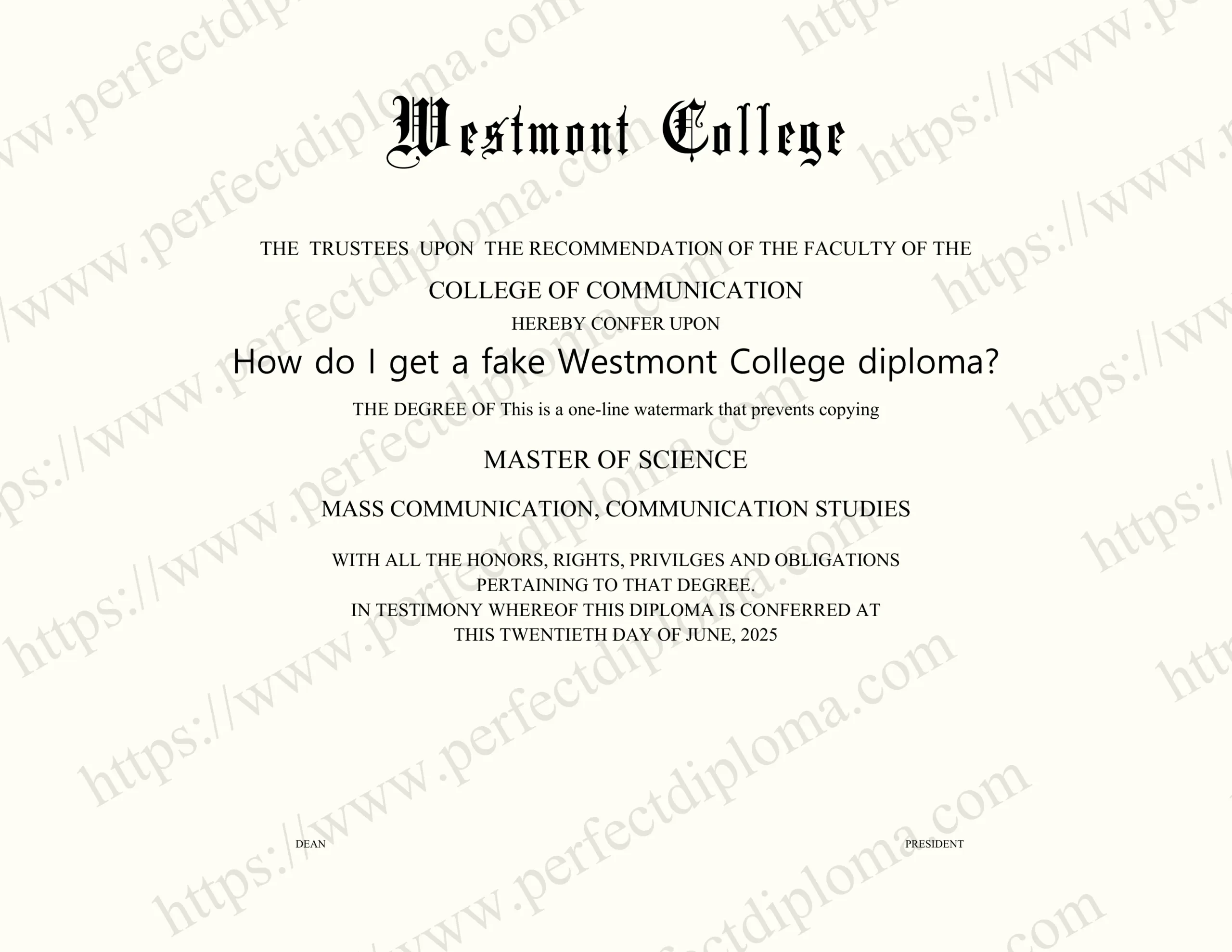 How do I get a fake Westmont College diploma?