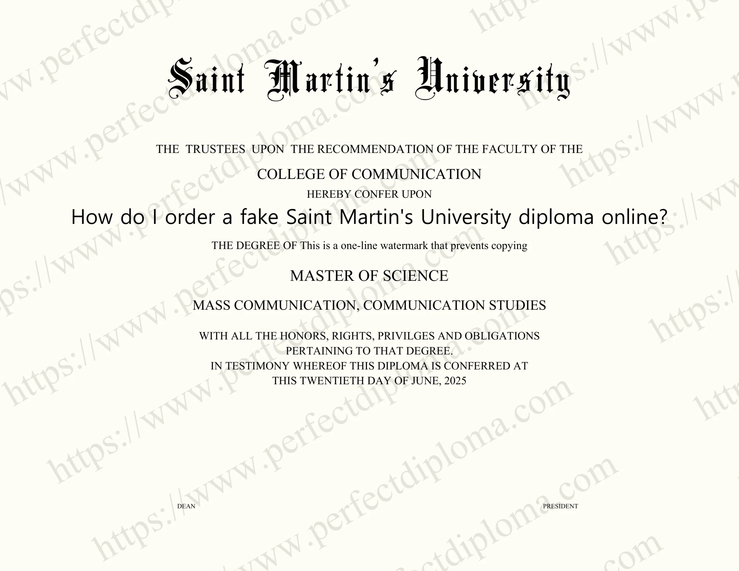 How do I order a fake Saint Martin's University diploma online?